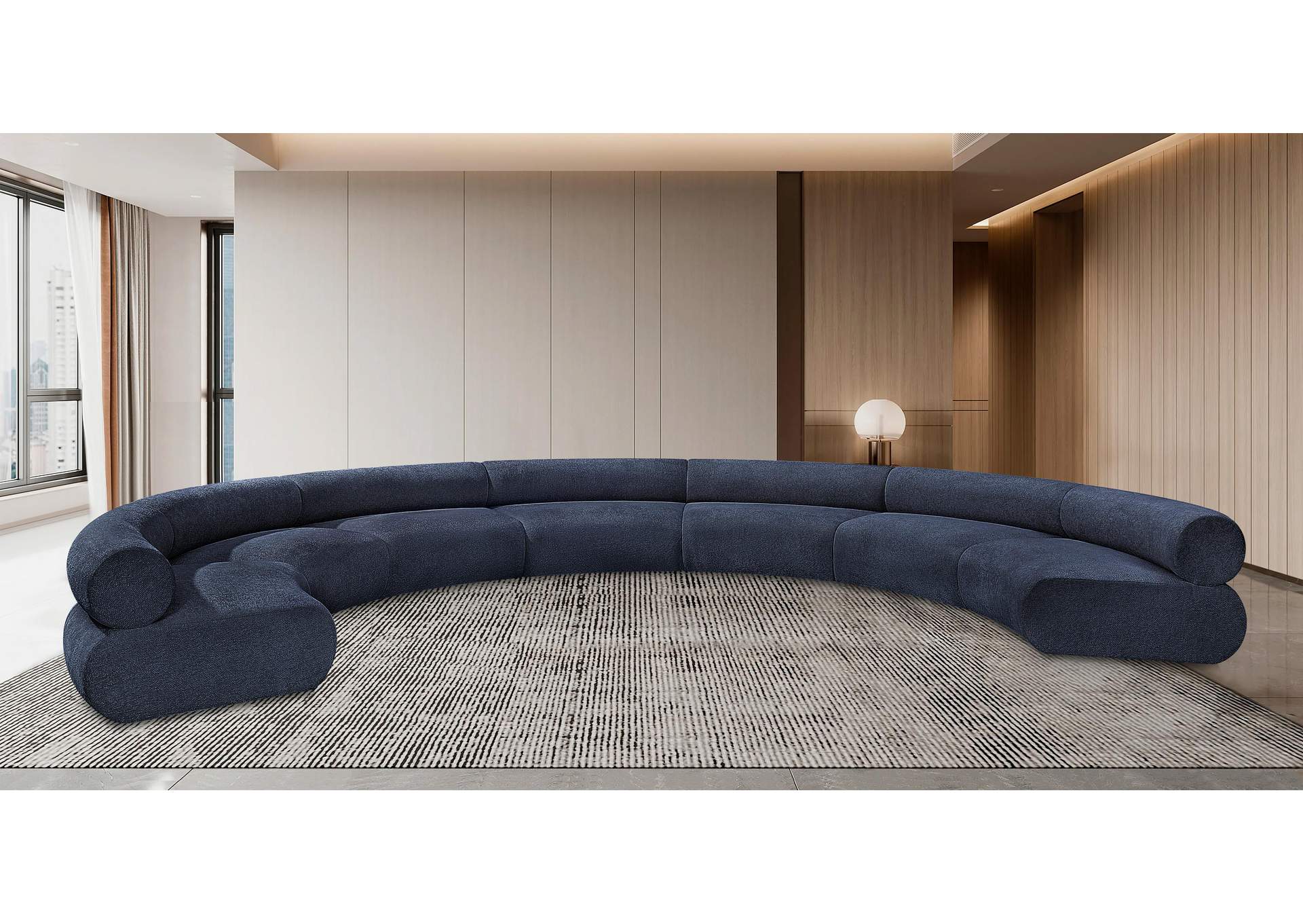 Bale Navy Chenille Fabric Modular Sofa,Meridian Furniture