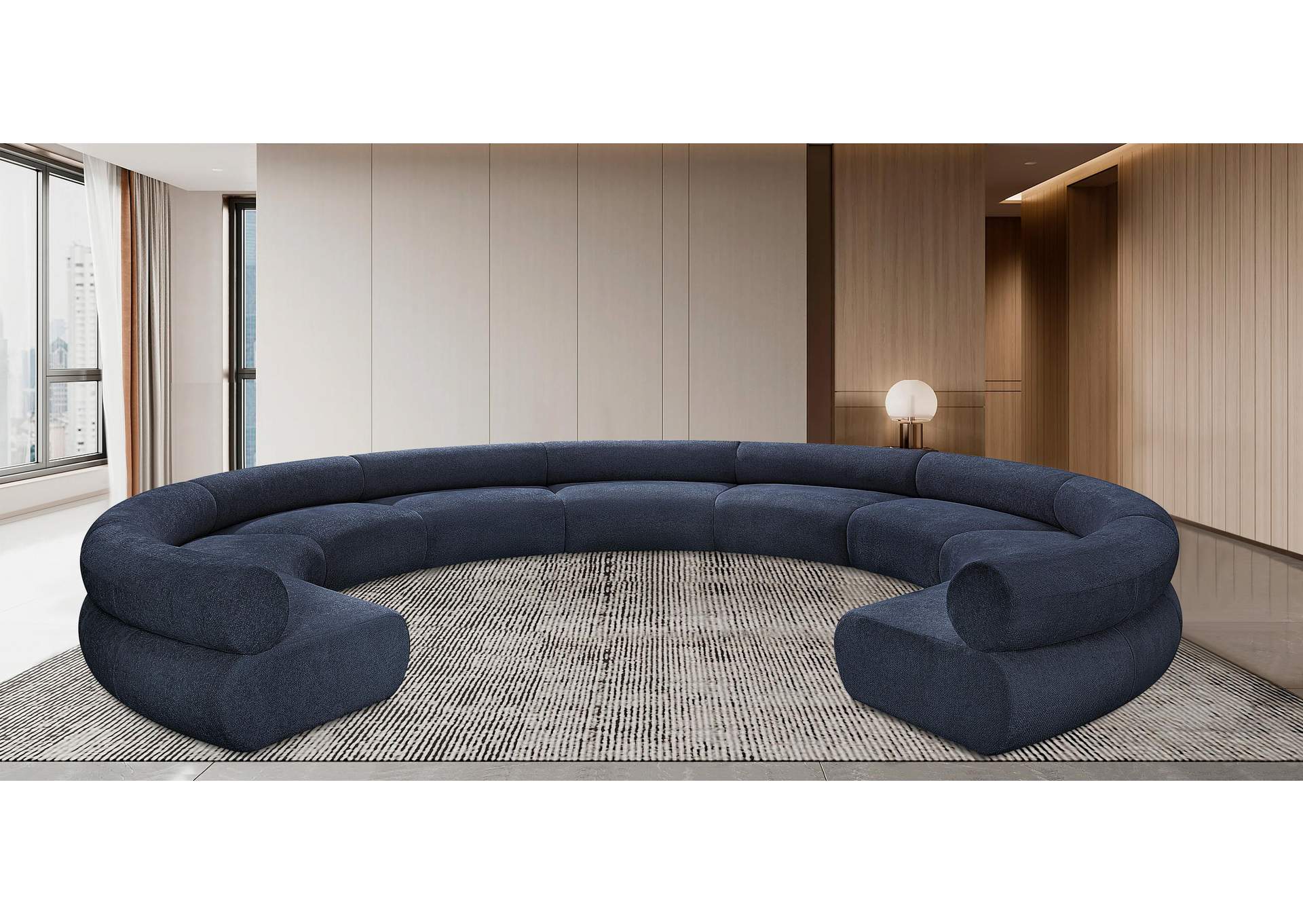 Bale Navy Chenille Fabric Modular Sofa,Meridian Furniture