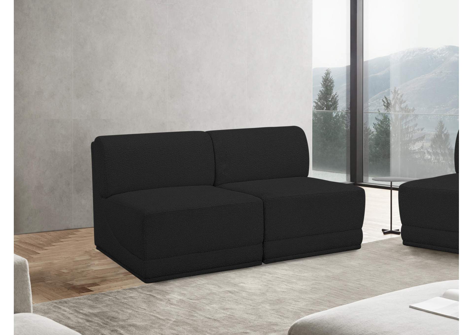 Ollie Black Boucle Fabric Modular Sofa,Meridian Furniture