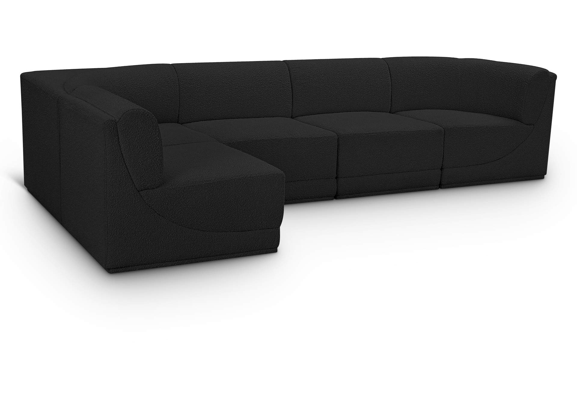 Ollie Black Boucle Fabric Modular Sectional,Meridian Furniture