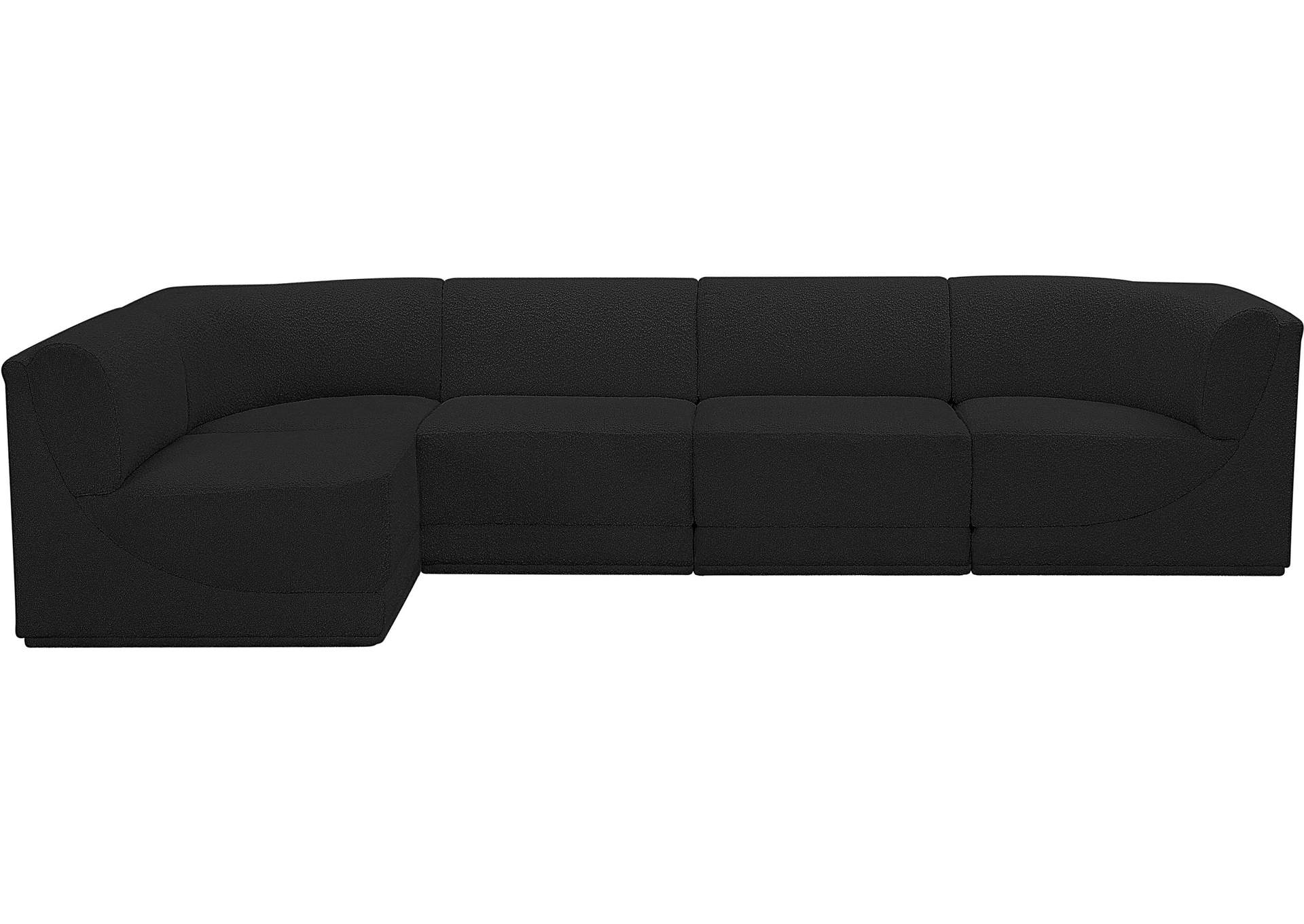 Ollie Black Boucle Fabric Modular Sectional,Meridian Furniture