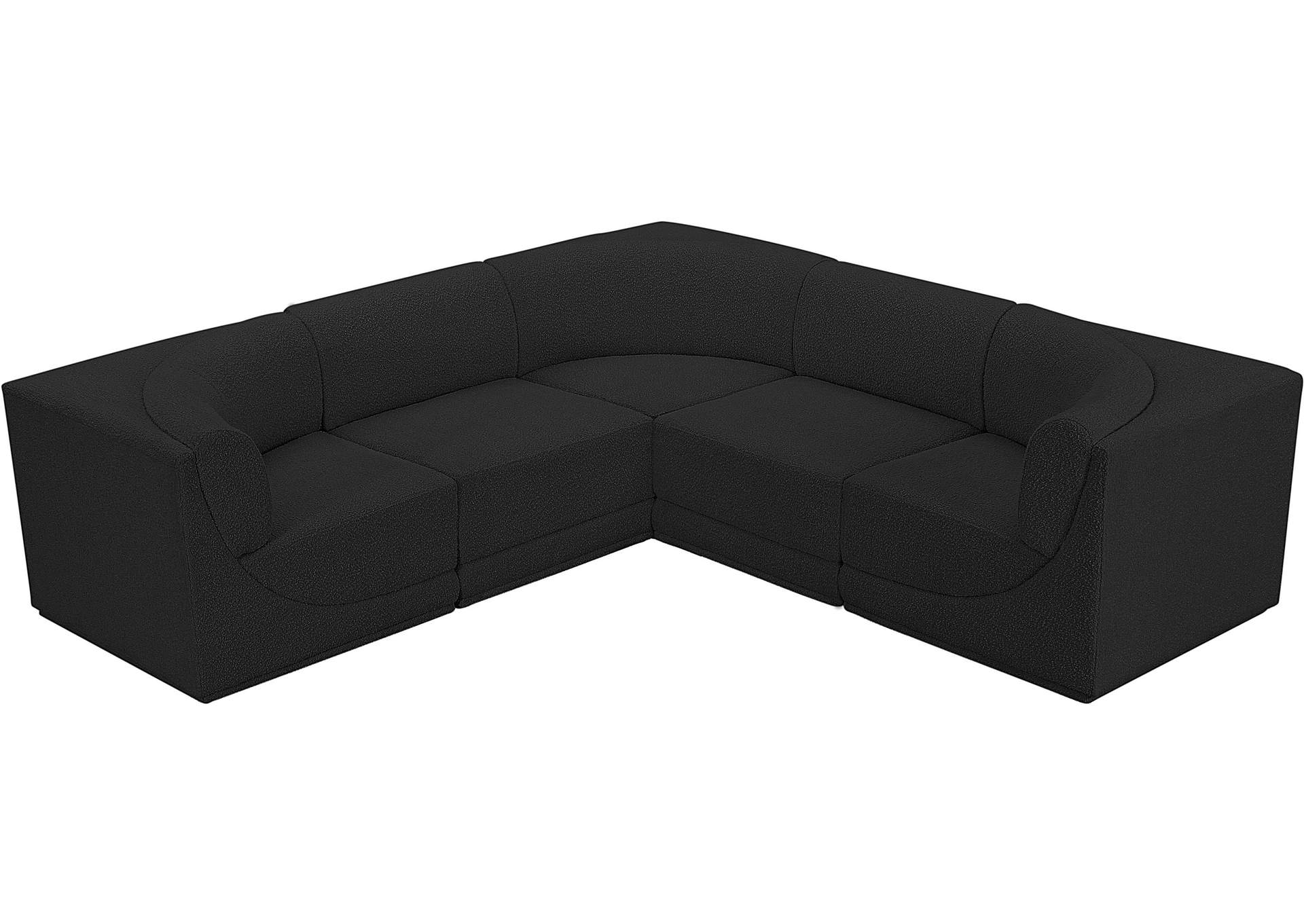 Ollie Black Boucle Fabric Modular Sectional,Meridian Furniture