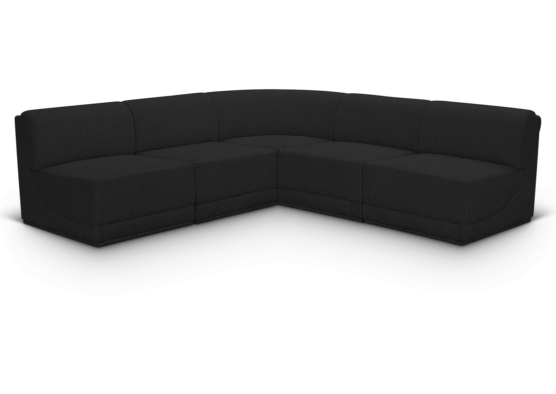 Ollie Black Boucle Fabric Modular Sectional,Meridian Furniture