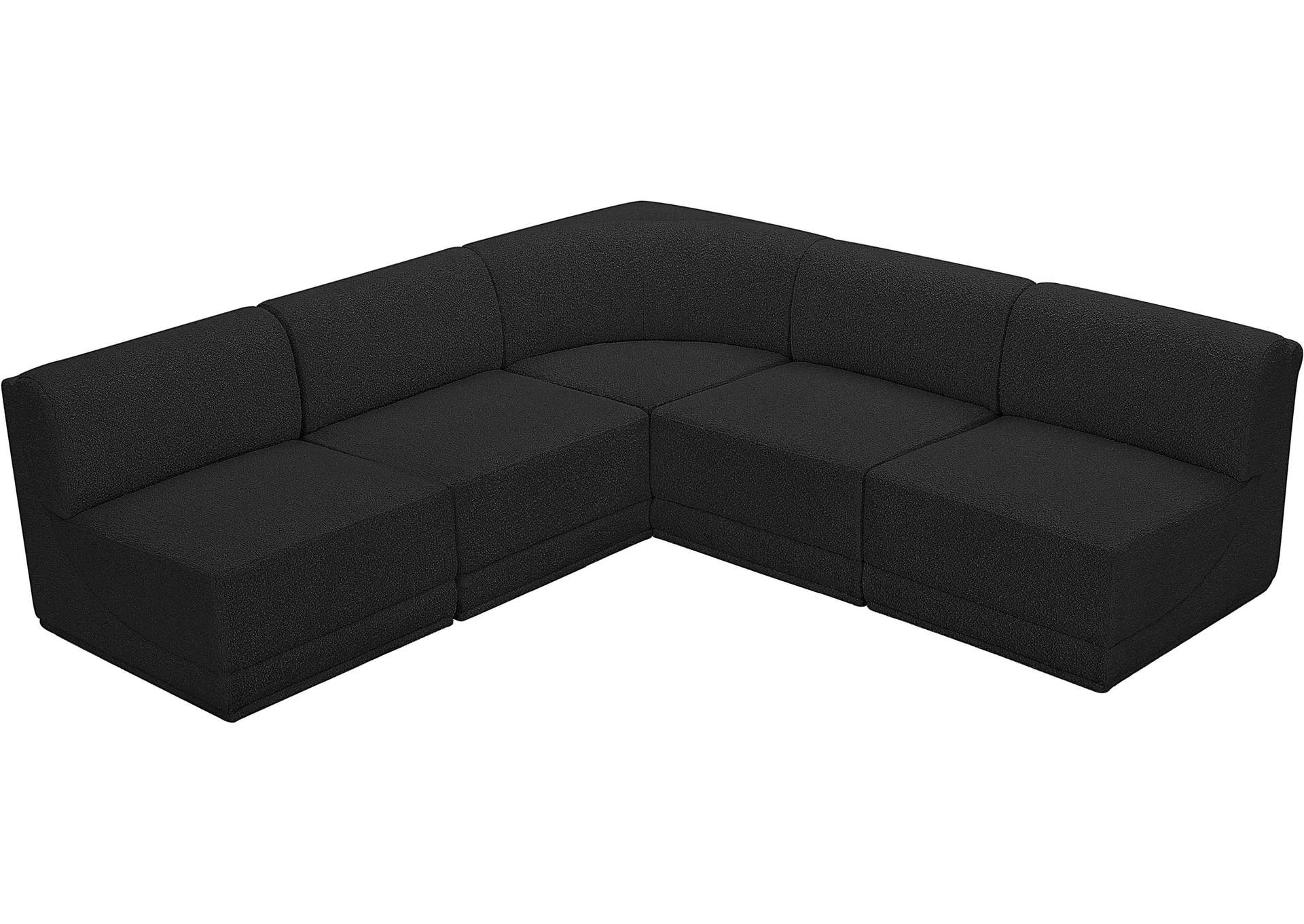 Ollie Black Boucle Fabric Modular Sectional,Meridian Furniture