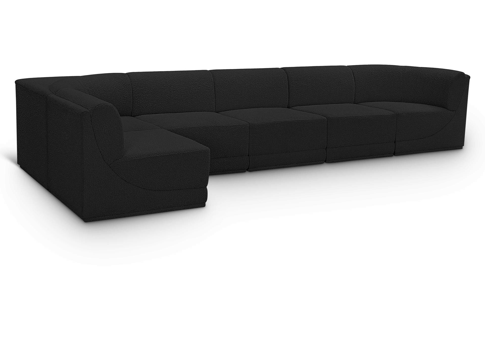 Ollie Black Boucle Fabric Modular Sectional,Meridian Furniture