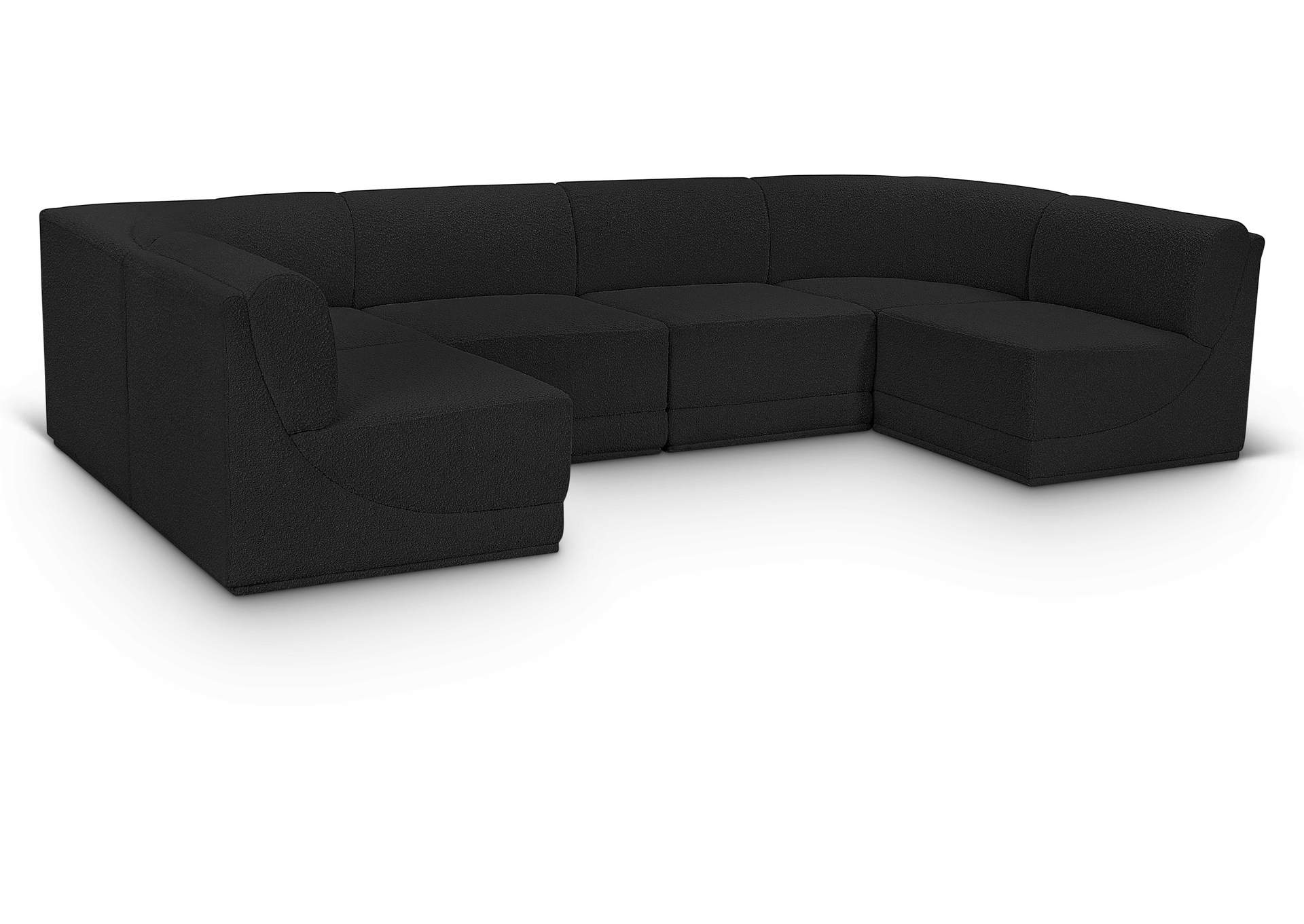 Ollie Black Boucle Fabric Modular Sectional,Meridian Furniture