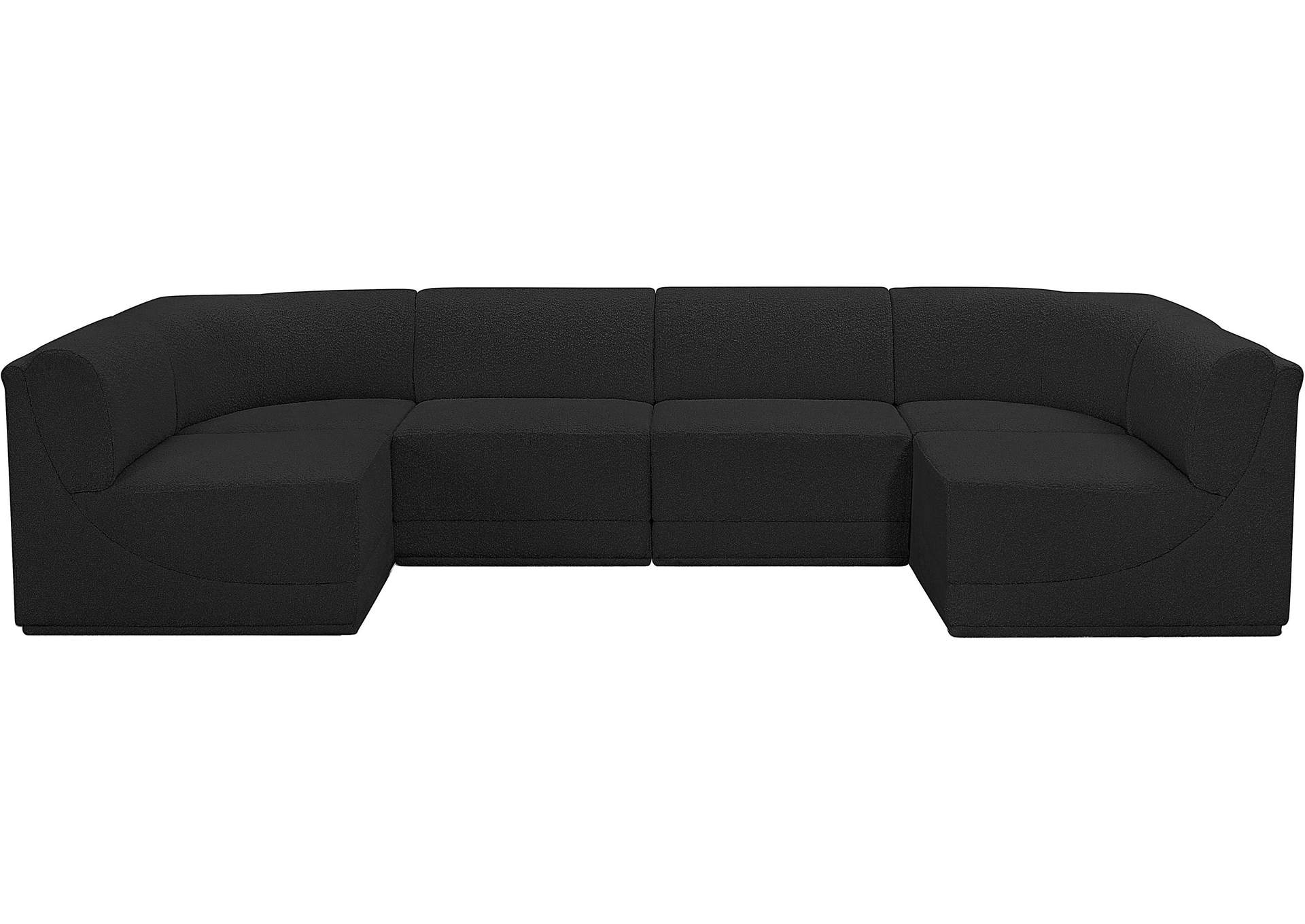 Ollie Black Boucle Fabric Modular Sectional,Meridian Furniture