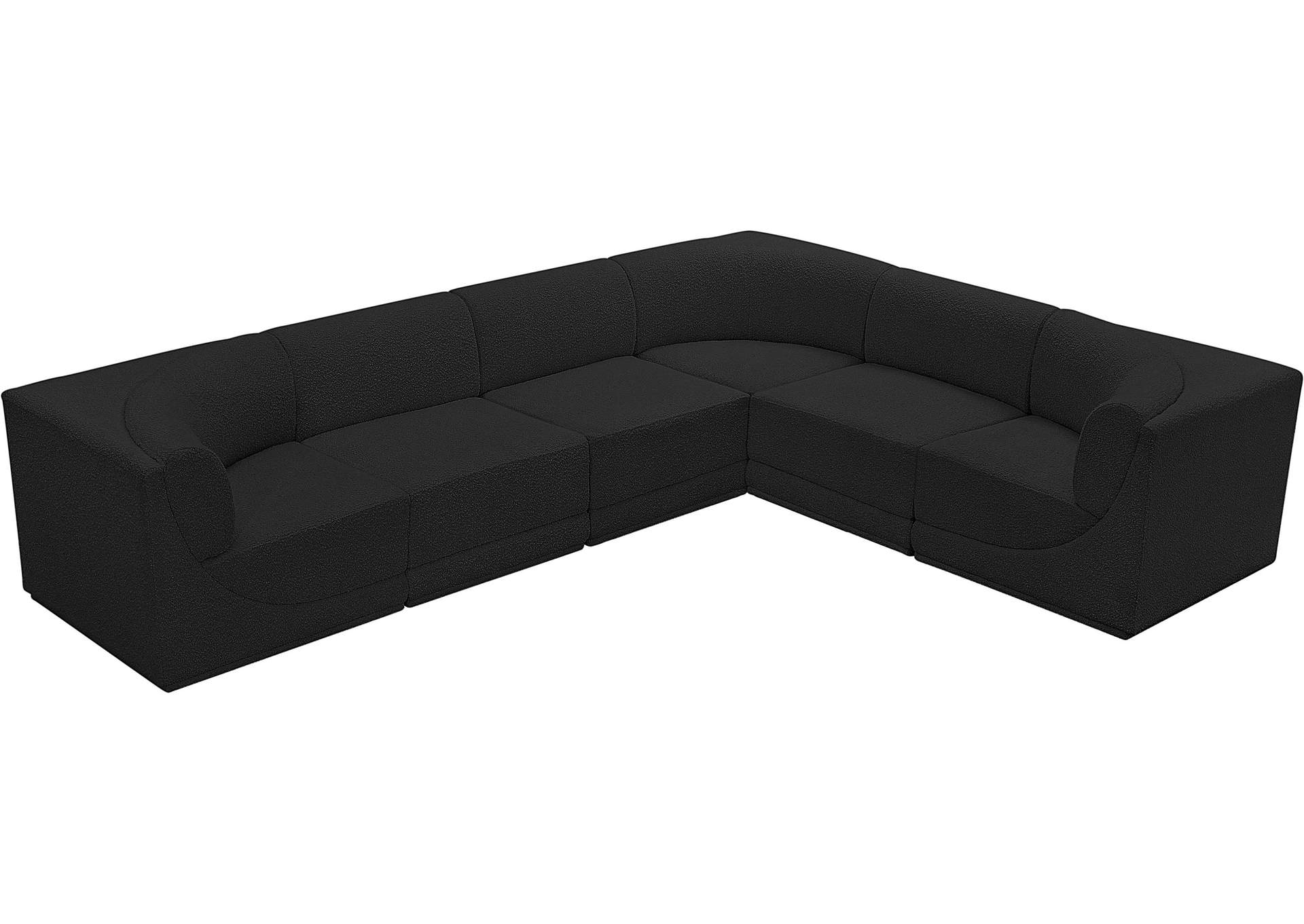 Ollie Black Boucle Fabric Modular Sectional,Meridian Furniture