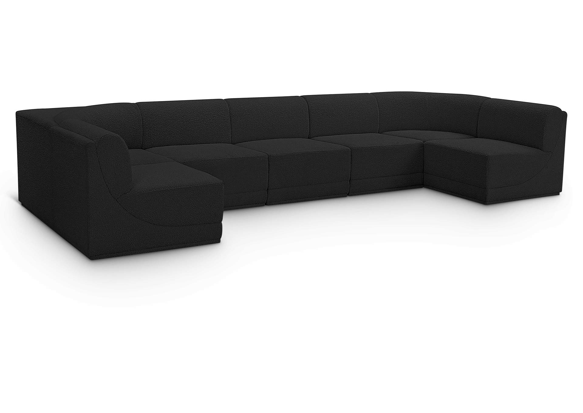 Ollie Black Boucle Fabric Modular Sectional,Meridian Furniture