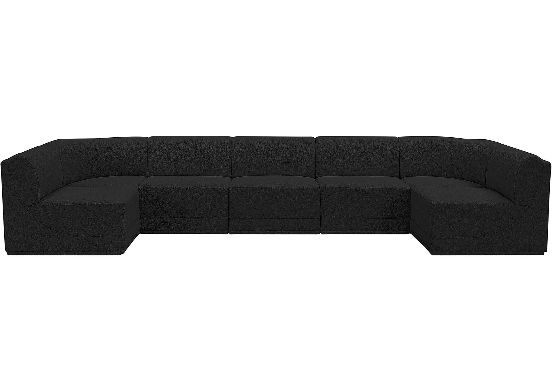 Ollie Black Boucle Fabric Modular Sectional,Meridian Furniture