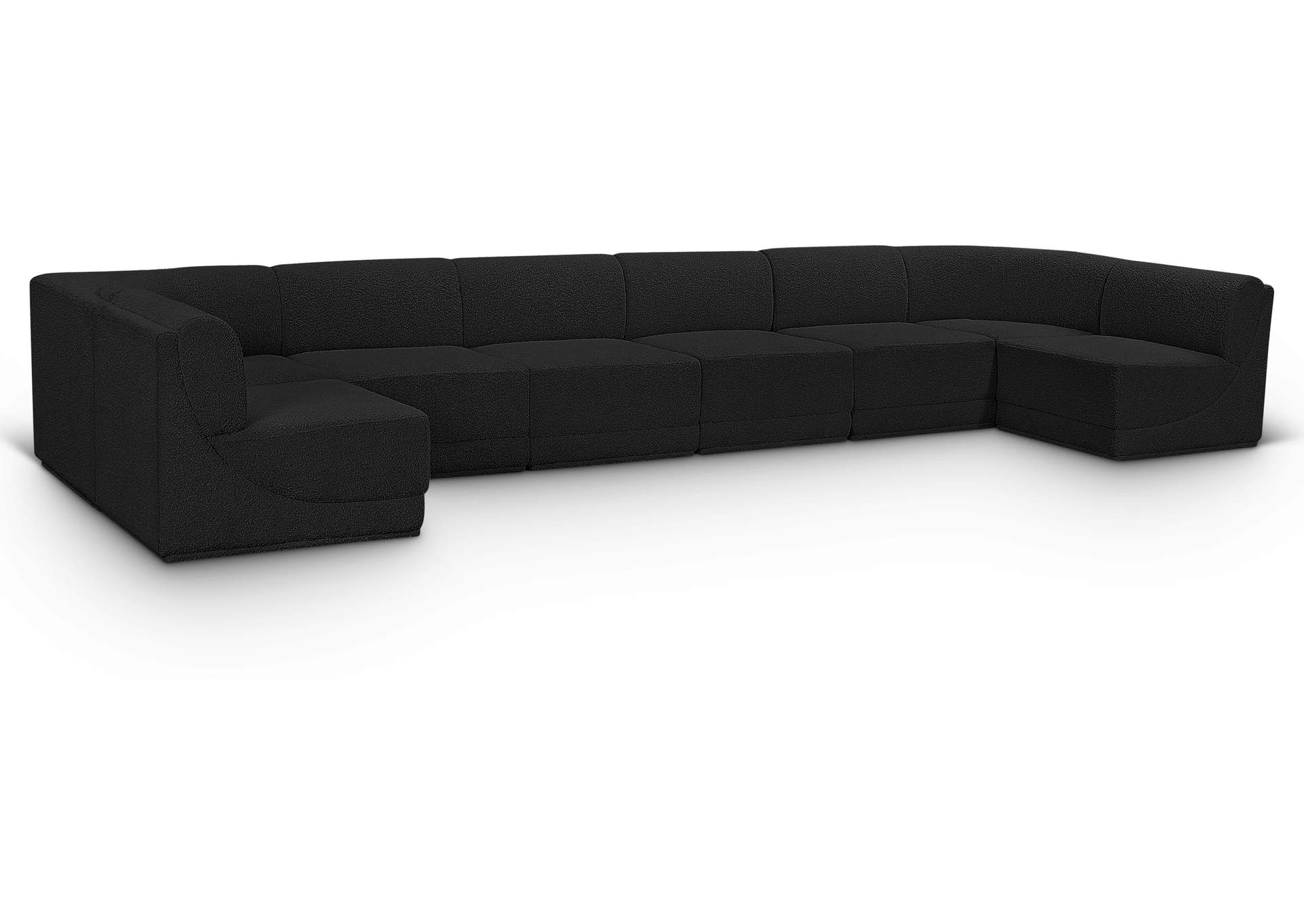 Ollie Black Boucle Fabric Modular Sectional,Meridian Furniture