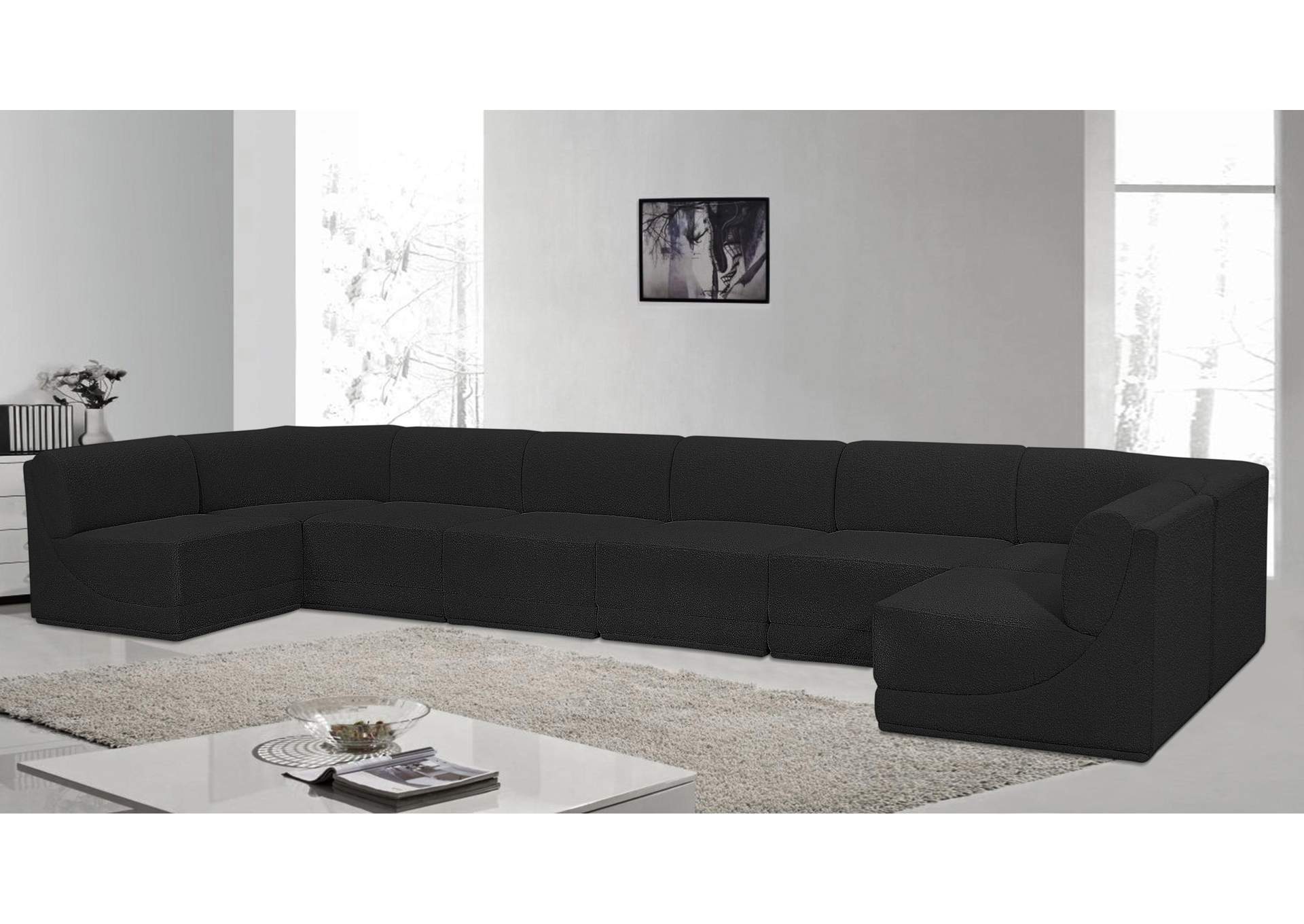 Ollie Black Boucle Fabric Modular Sectional,Meridian Furniture