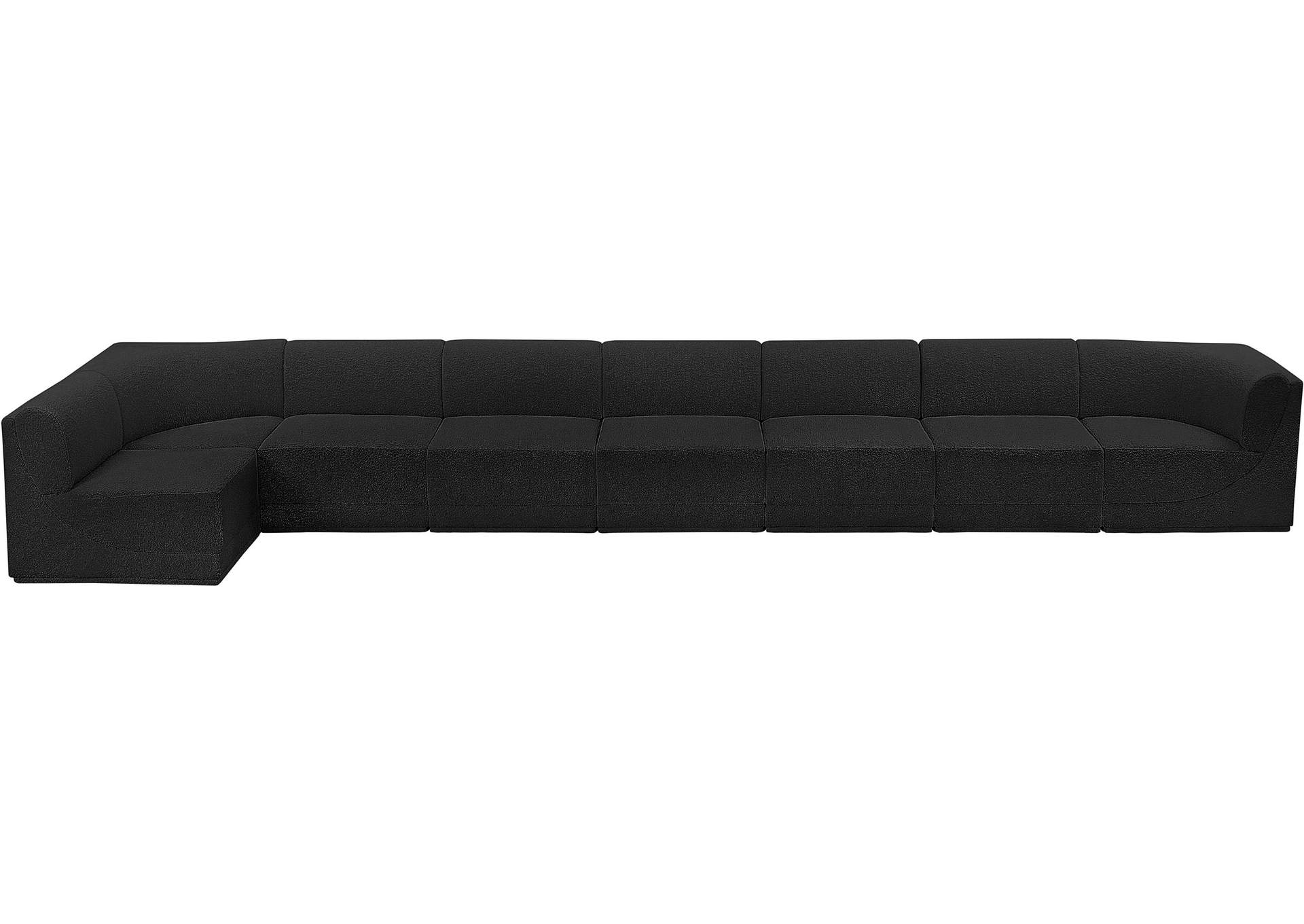 Ollie Black Boucle Fabric Modular Sectional,Meridian Furniture