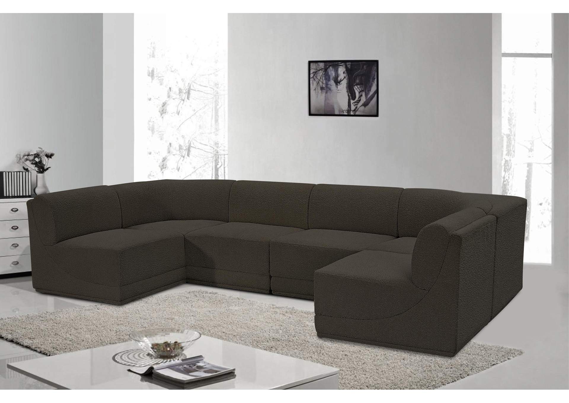 Ollie Brown Boucle Fabric Modular Sectional,Meridian Furniture