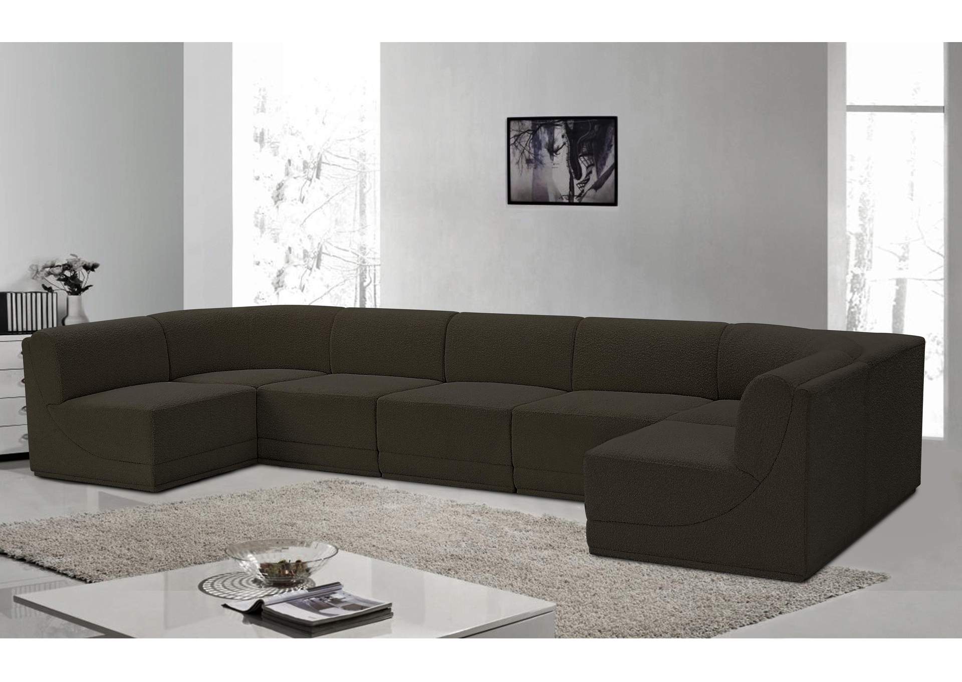 Ollie Brown Boucle Fabric Modular Sectional,Meridian Furniture