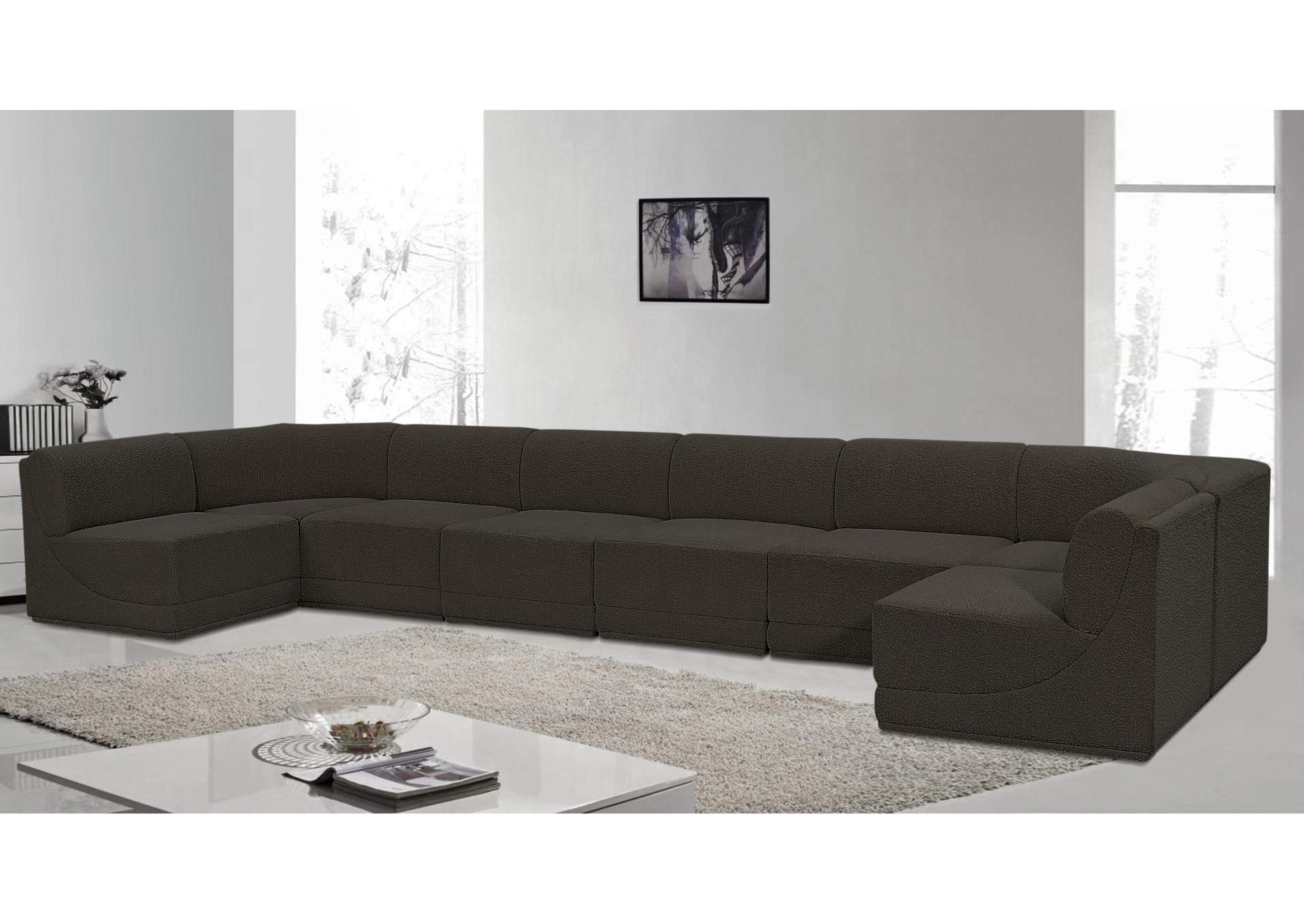 Ollie Brown Boucle Fabric Modular Sectional,Meridian Furniture