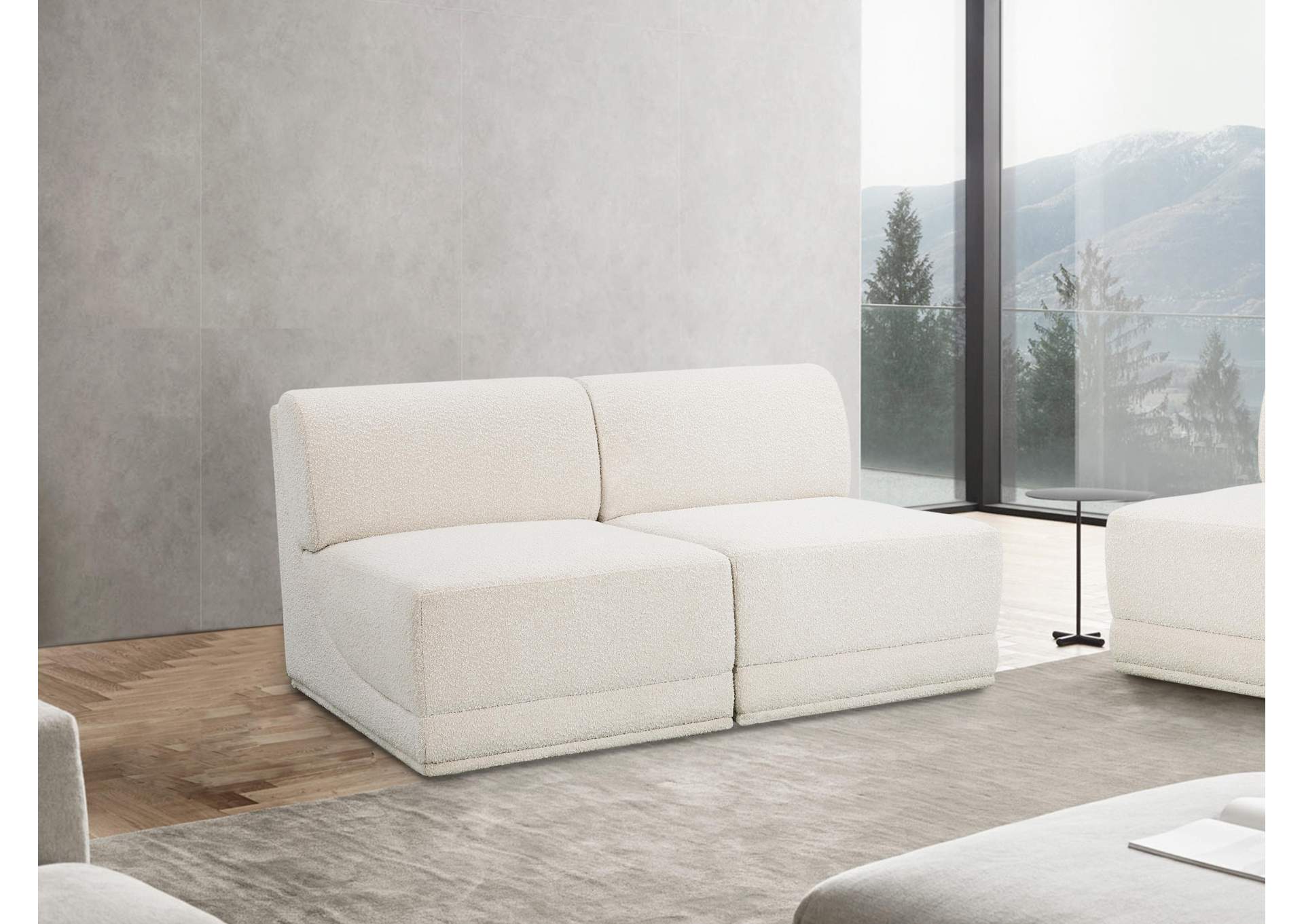 Ollie Cream Boucle Fabric Modular Sofa,Meridian Furniture