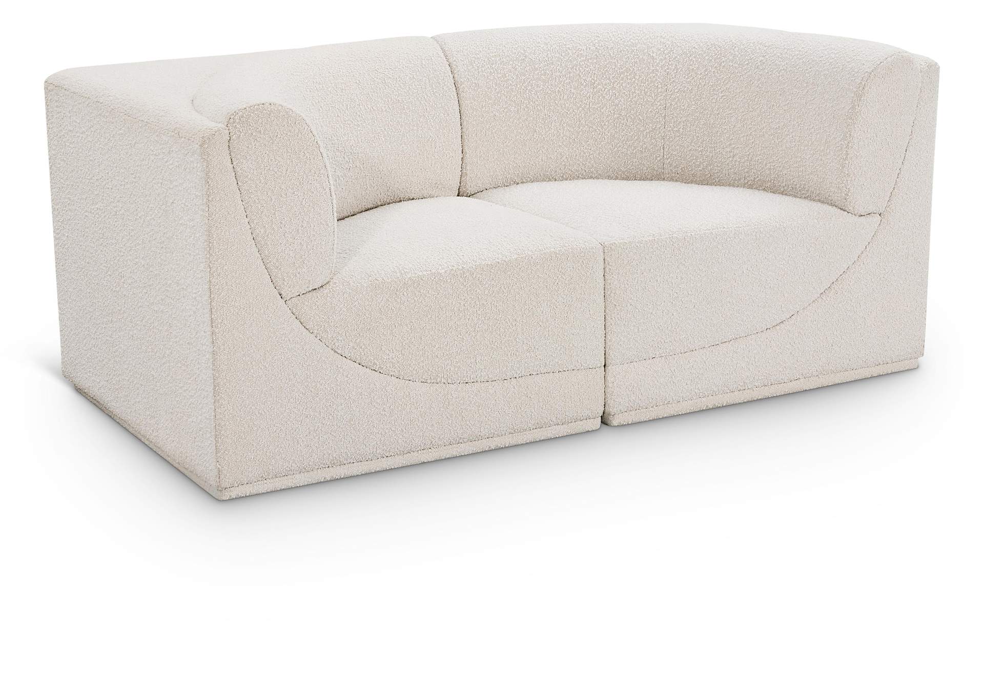 Ollie Cream Boucle Fabric Modular Sofa,Meridian Furniture