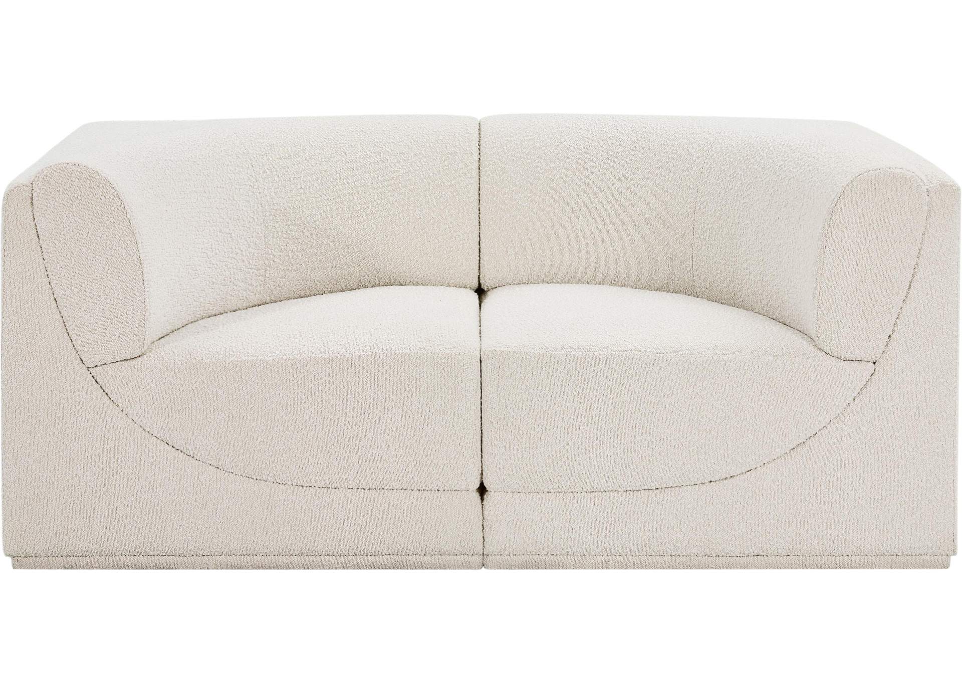 Ollie Cream Boucle Fabric Modular Sofa,Meridian Furniture