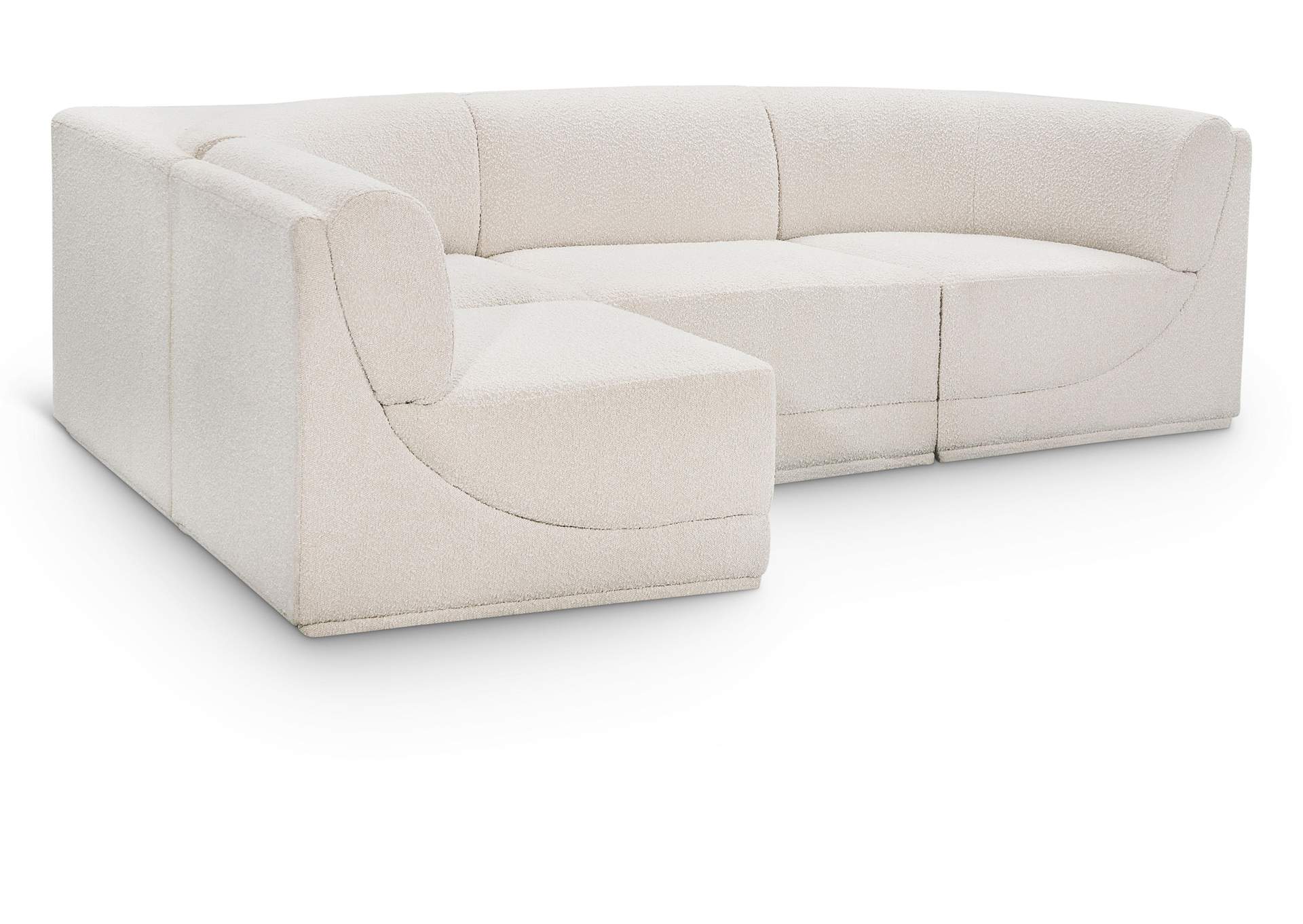 Ollie Cream Boucle Fabric Modular Sectional,Meridian Furniture