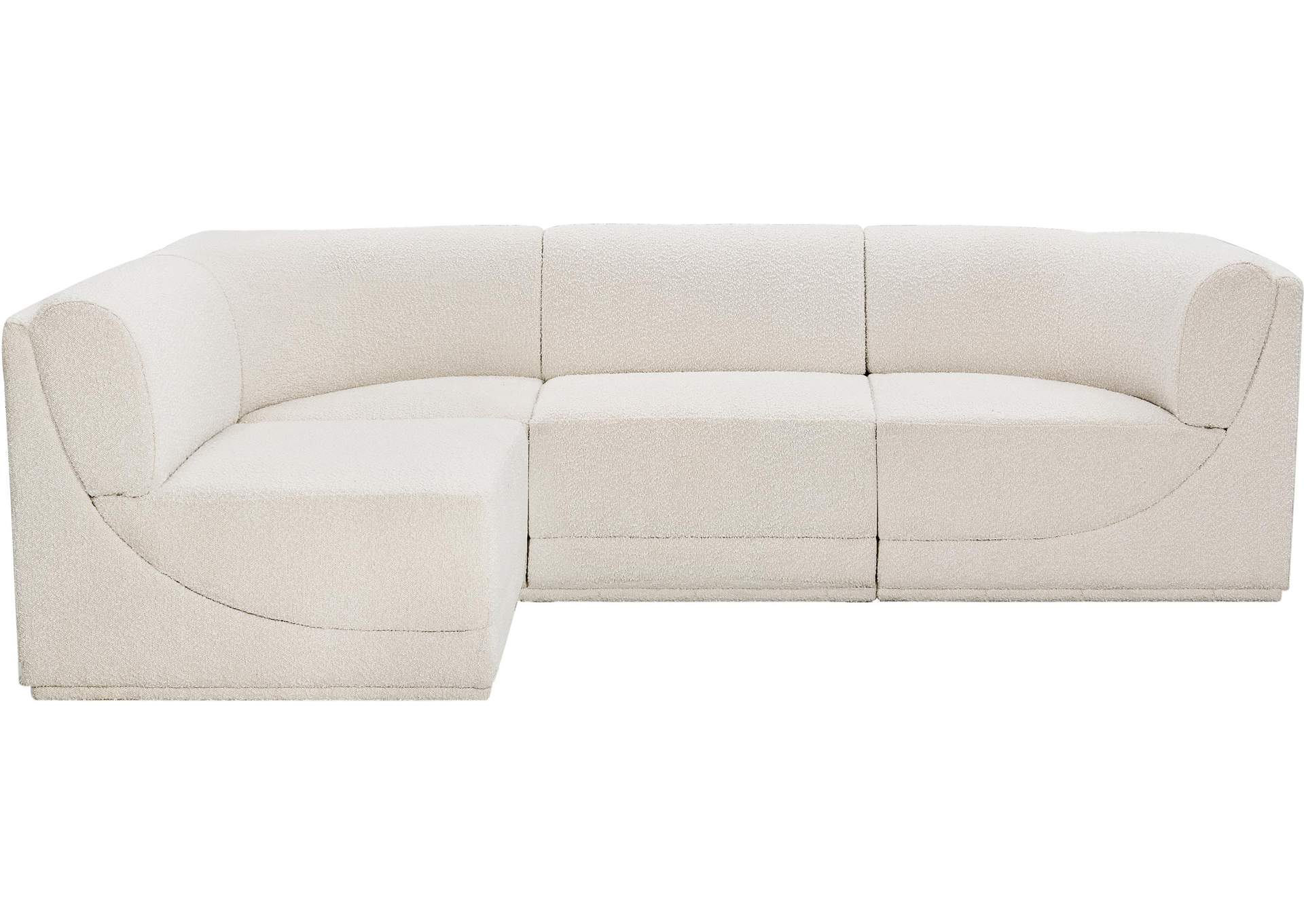 Ollie Cream Boucle Fabric Modular Sectional,Meridian Furniture