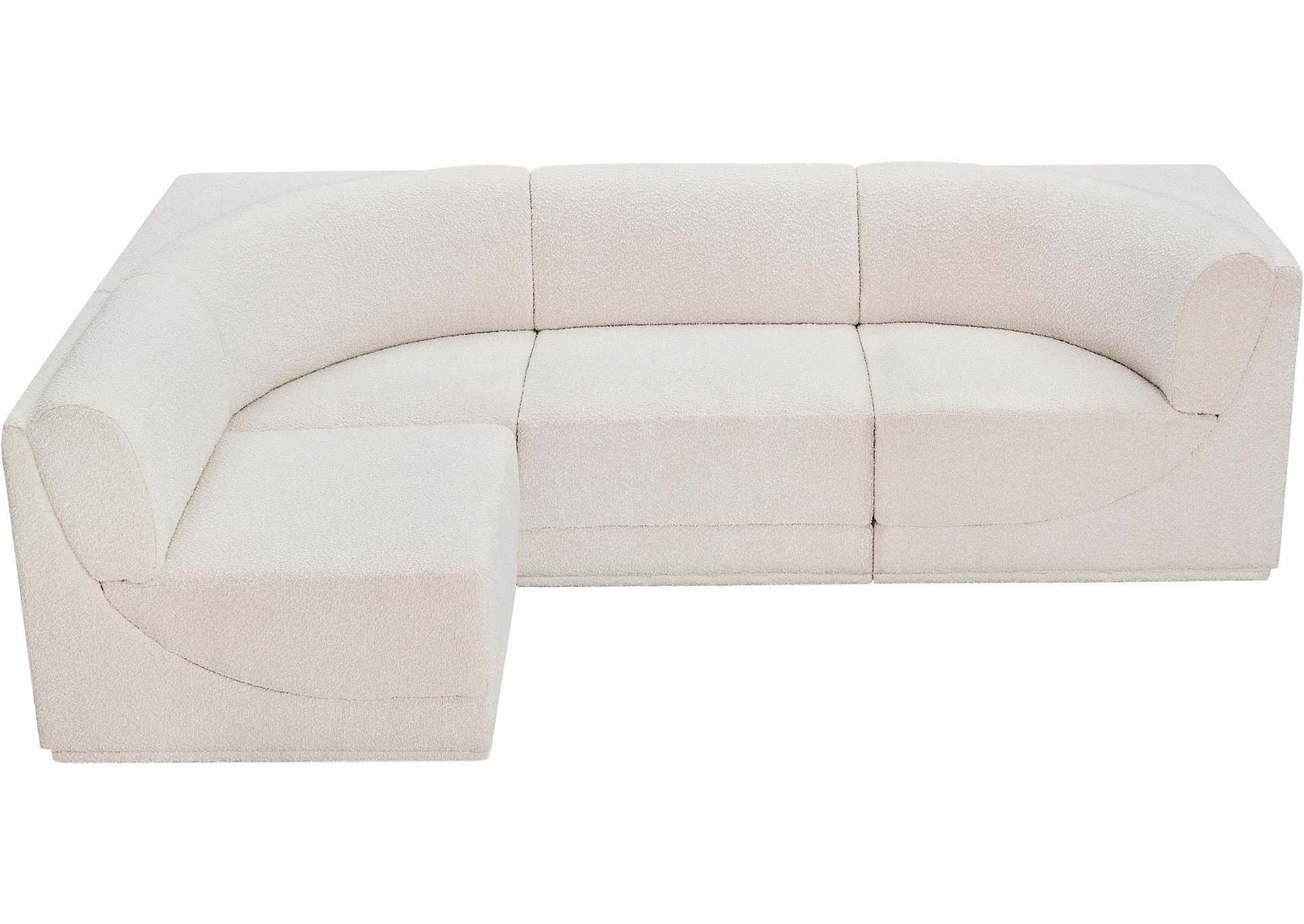 Ollie Cream Boucle Fabric Modular Sectional,Meridian Furniture