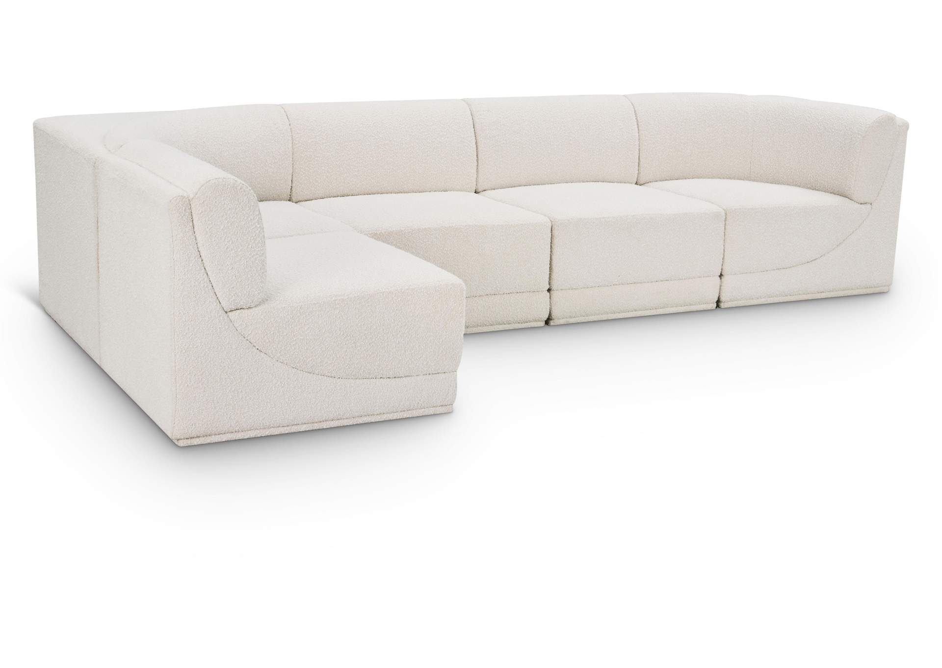 Ollie Cream Boucle Fabric Modular Sectional,Meridian Furniture