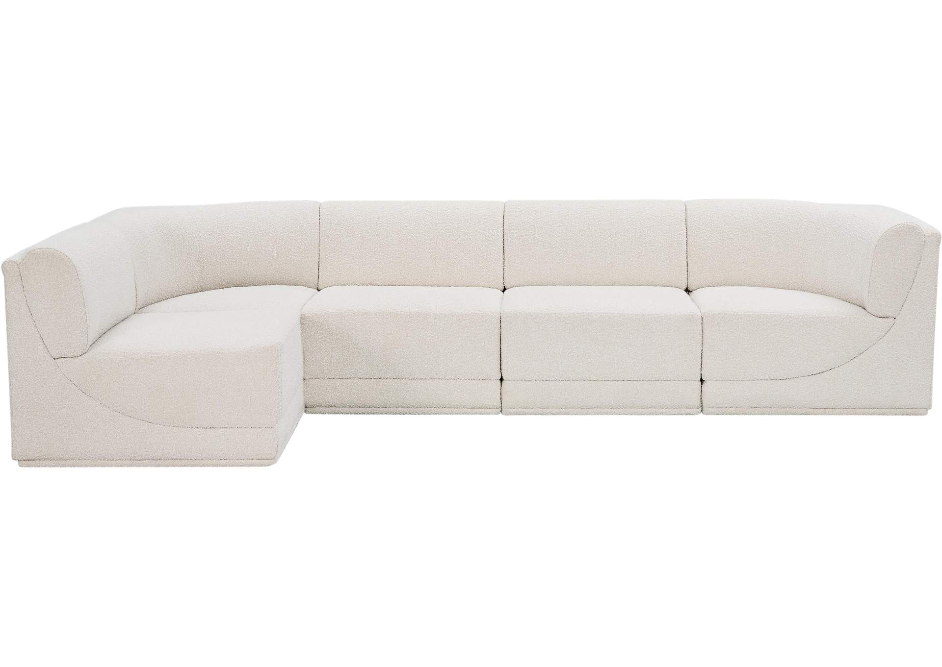 Ollie Cream Boucle Fabric Modular Sectional,Meridian Furniture