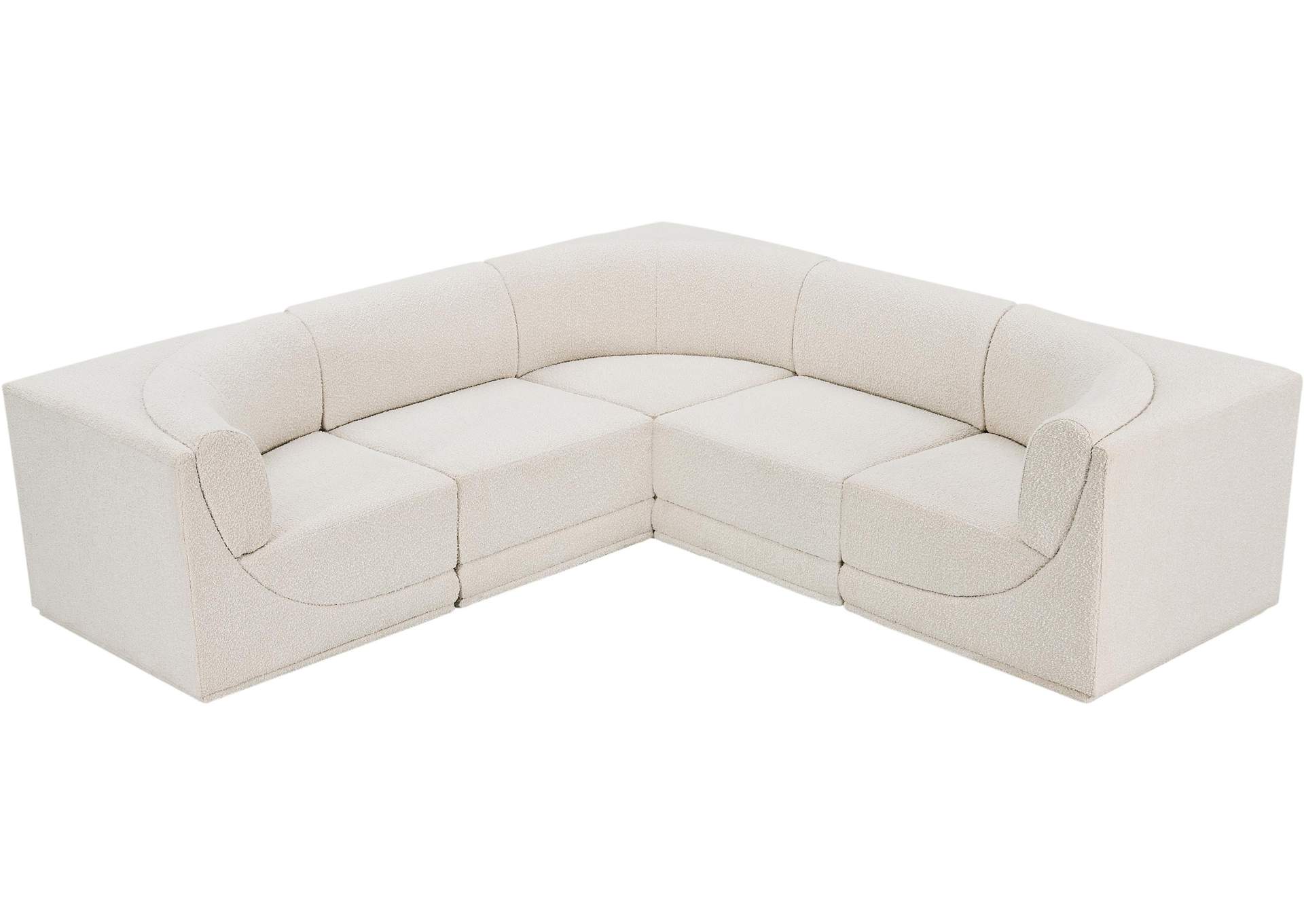 Ollie Cream Boucle Fabric Modular Sectional,Meridian Furniture