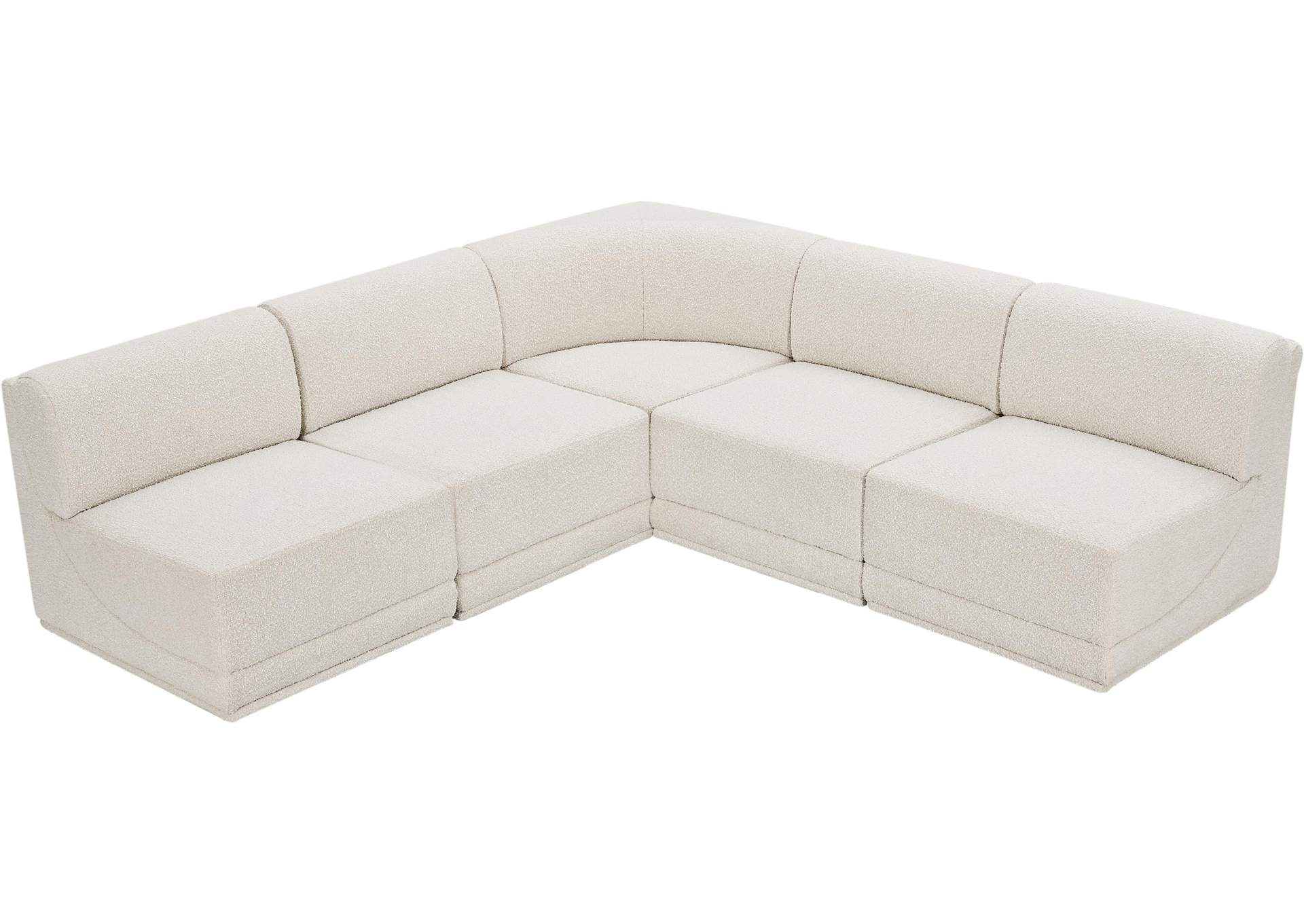 Ollie Cream Boucle Fabric Modular Sectional,Meridian Furniture