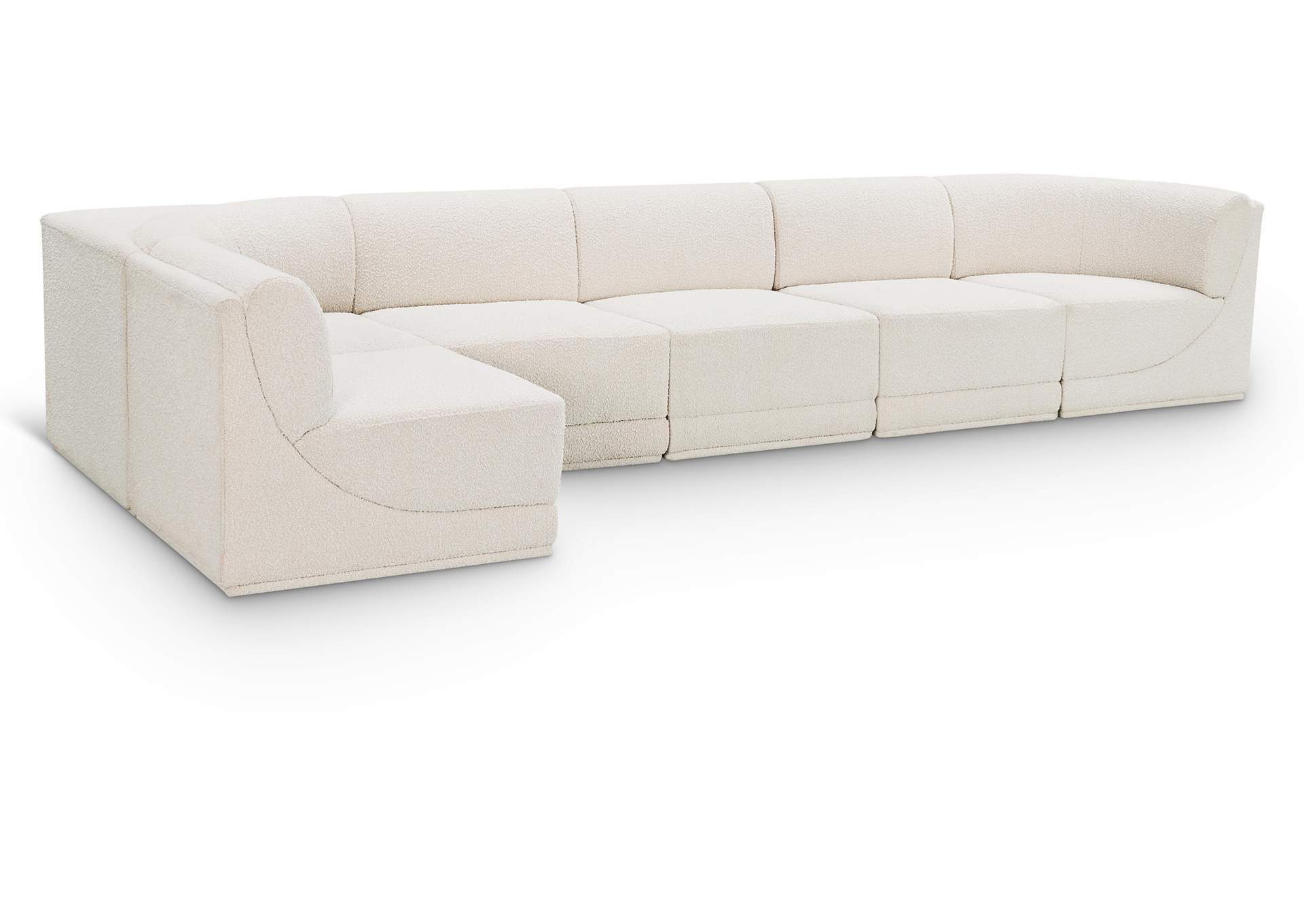 Ollie Cream Boucle Fabric Modular Sectional,Meridian Furniture