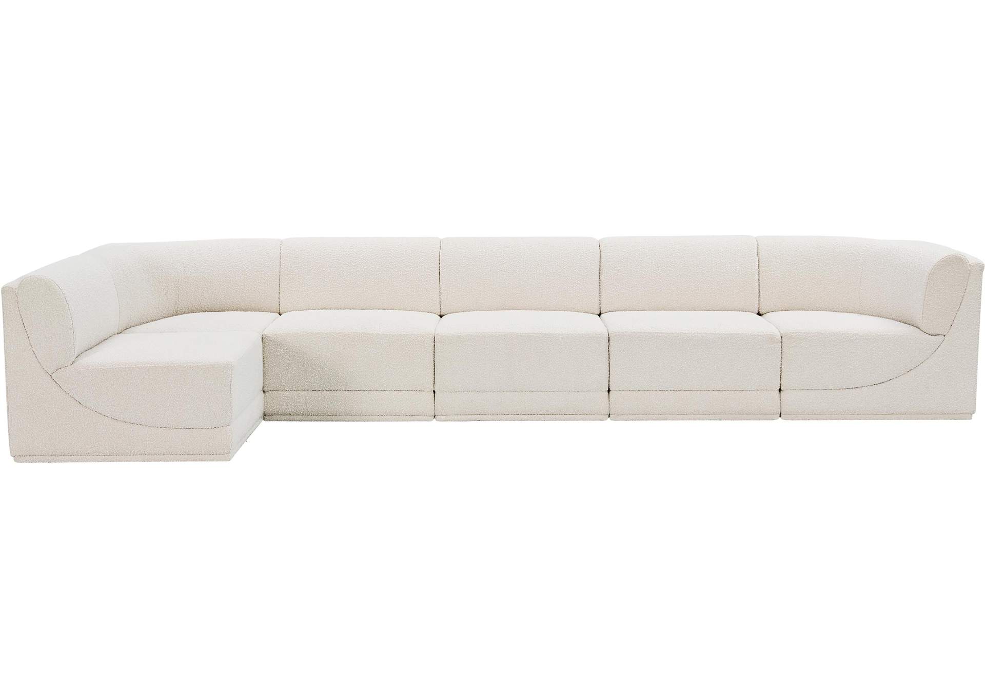 Ollie Cream Boucle Fabric Modular Sectional,Meridian Furniture