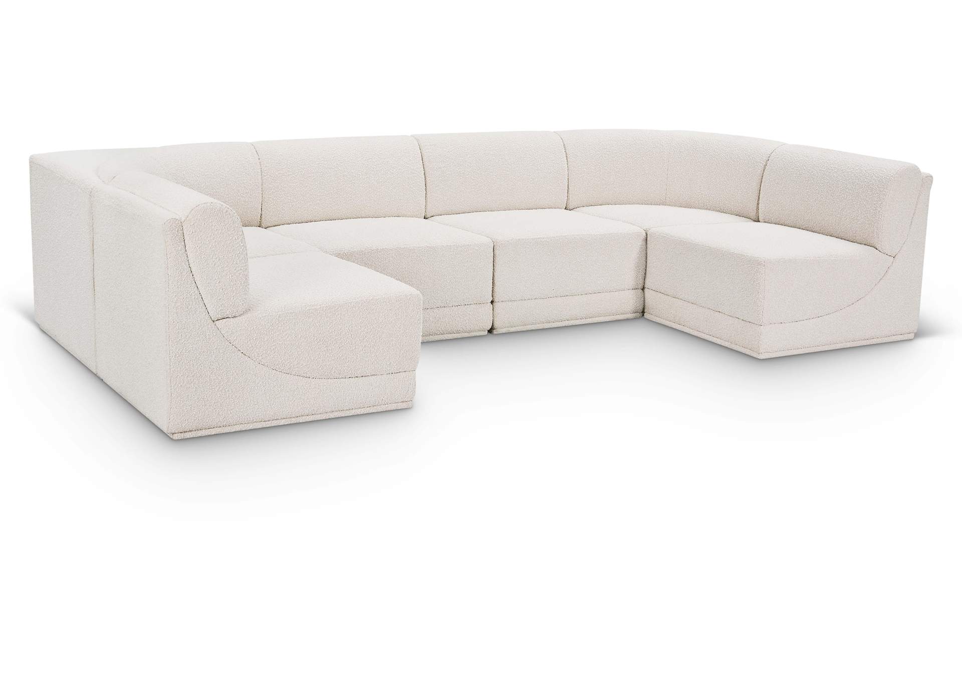 Ollie Cream Boucle Fabric Modular Sectional,Meridian Furniture