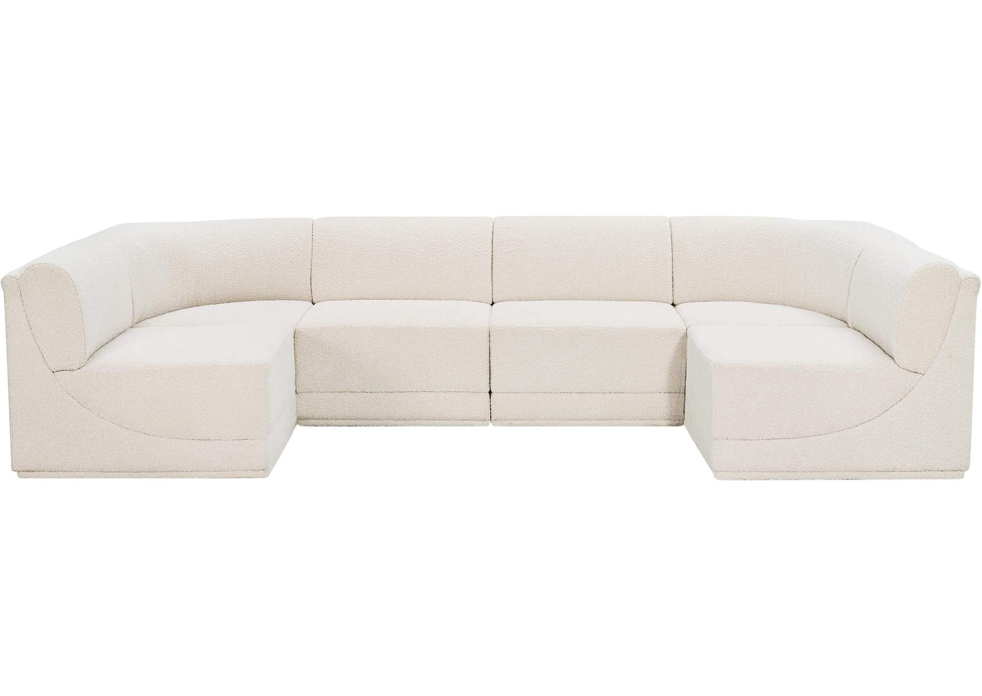 Ollie Cream Boucle Fabric Modular Sectional,Meridian Furniture