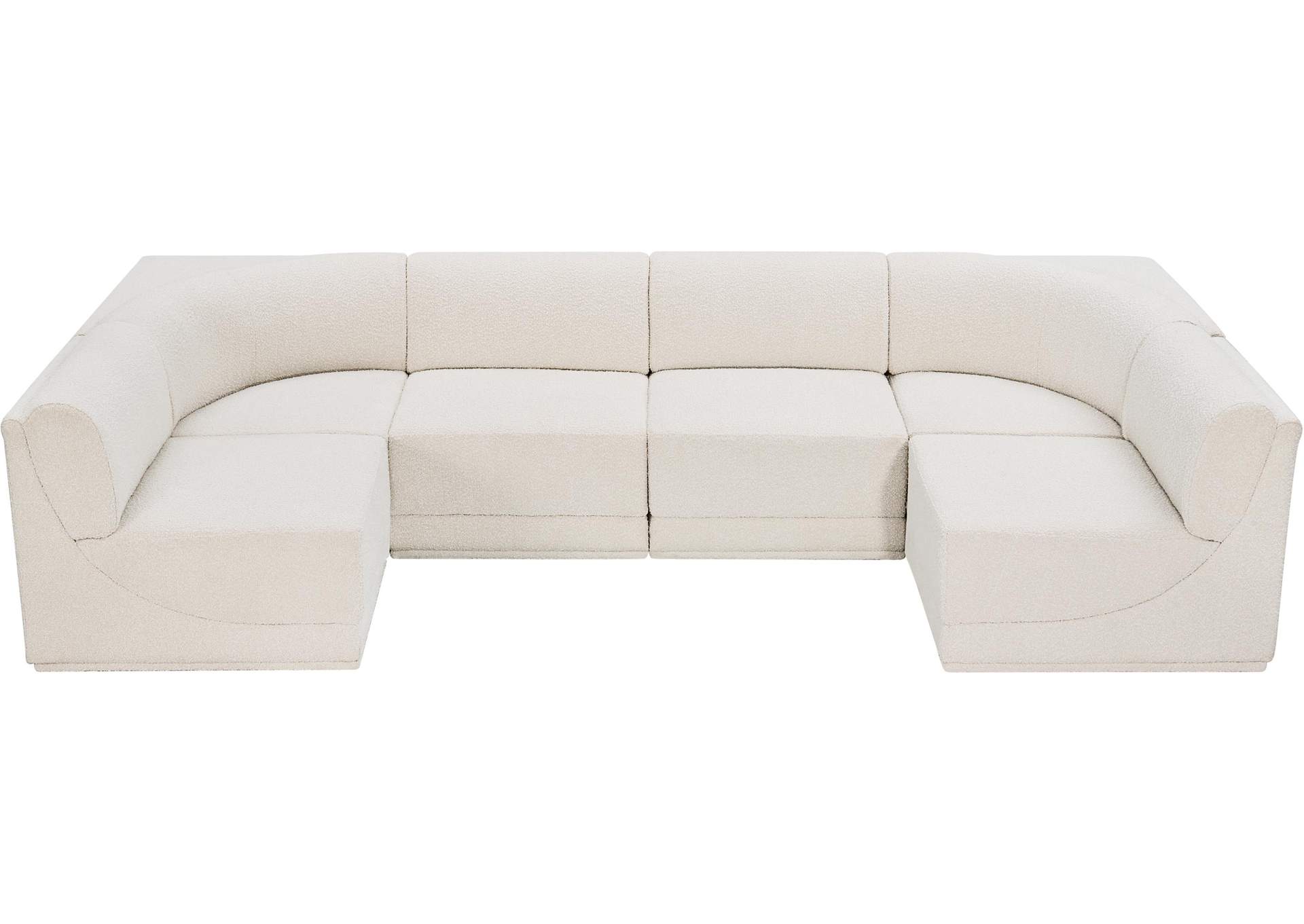 Ollie Cream Boucle Fabric Modular Sectional,Meridian Furniture