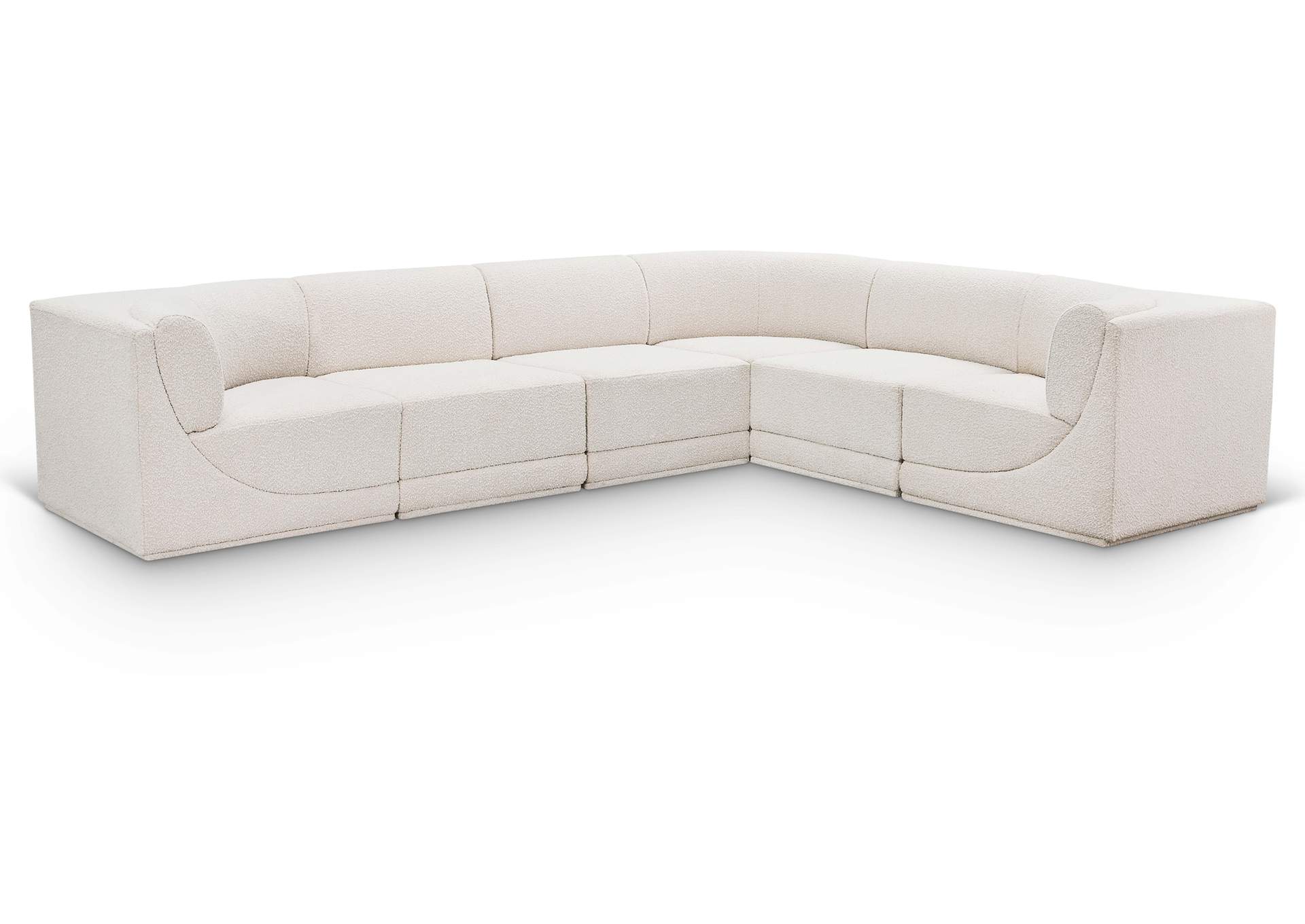 Ollie Cream Boucle Fabric Modular Sectional,Meridian Furniture