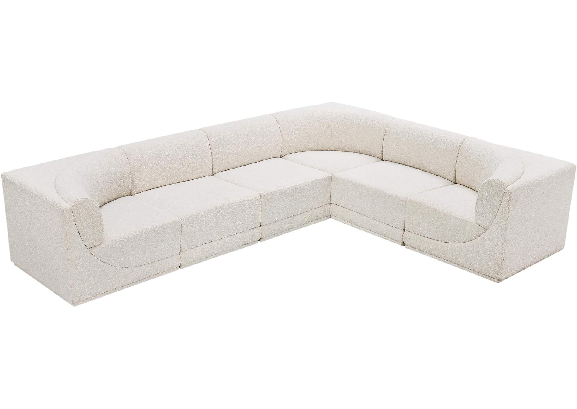 Ollie Cream Boucle Fabric Modular Sectional,Meridian Furniture