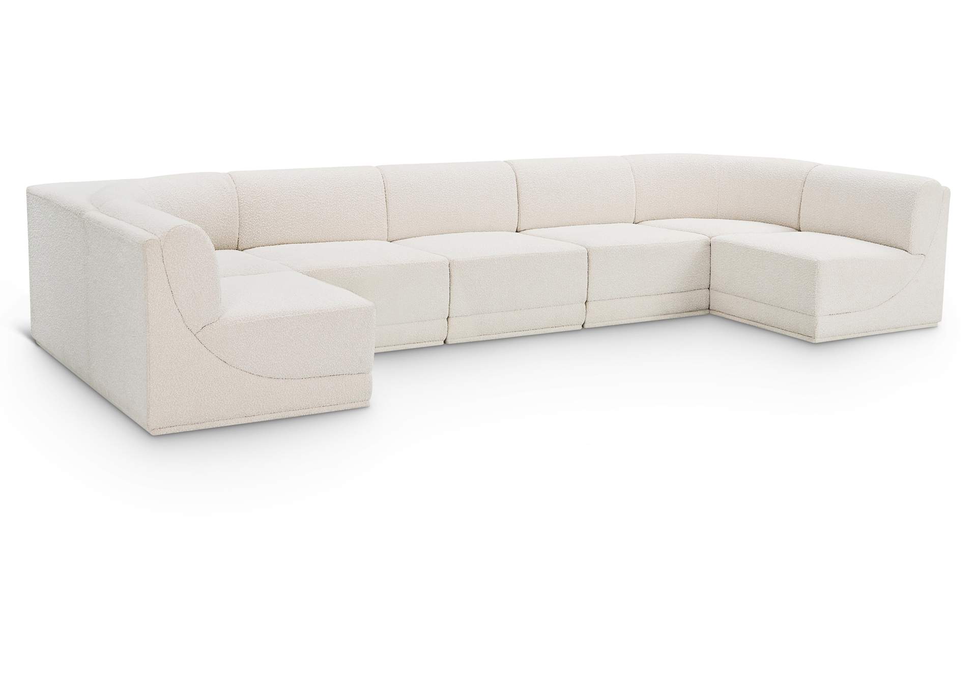 Ollie Cream Boucle Fabric Modular Sectional,Meridian Furniture