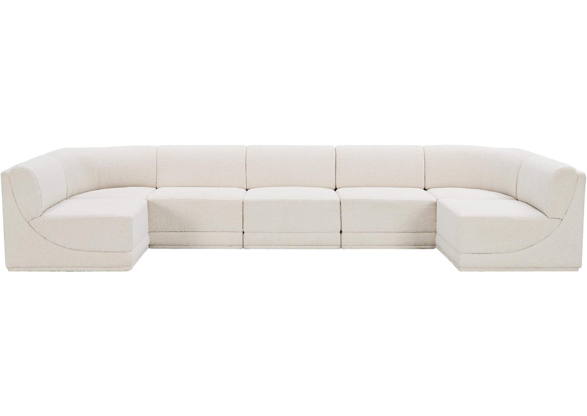 Ollie Cream Boucle Fabric Modular Sectional,Meridian Furniture