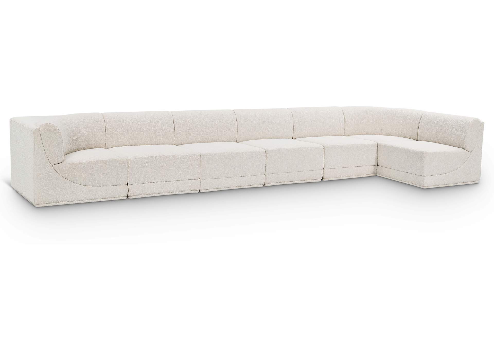 Ollie Cream Boucle Fabric Modular Sectional,Meridian Furniture