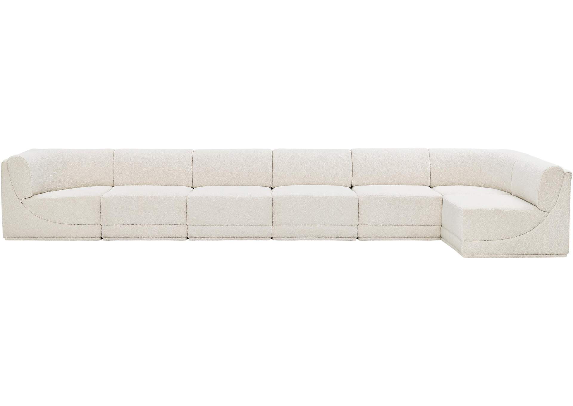 Ollie Cream Boucle Fabric Modular Sectional,Meridian Furniture