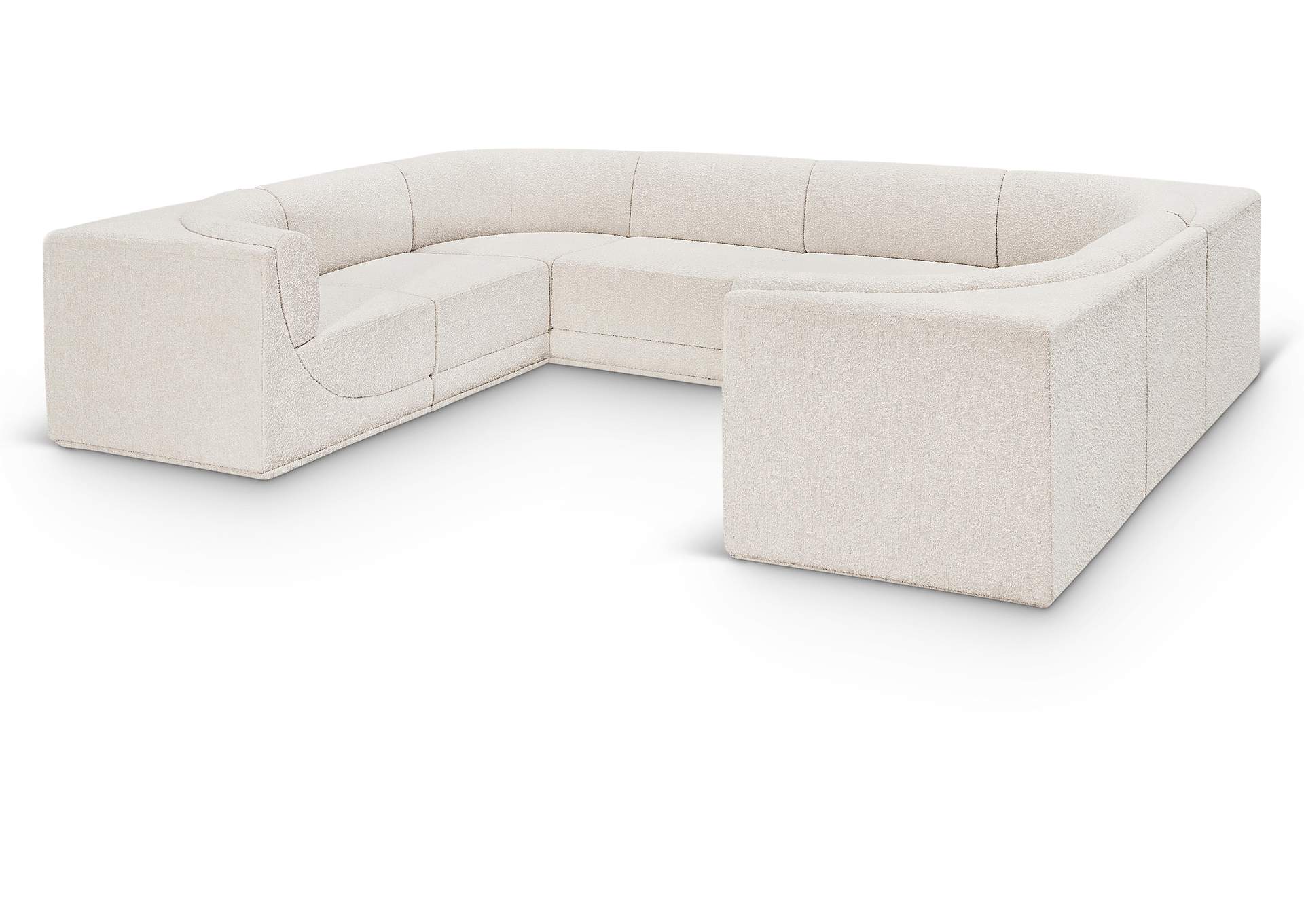 Ollie Cream Boucle Fabric Modular Sectional,Meridian Furniture