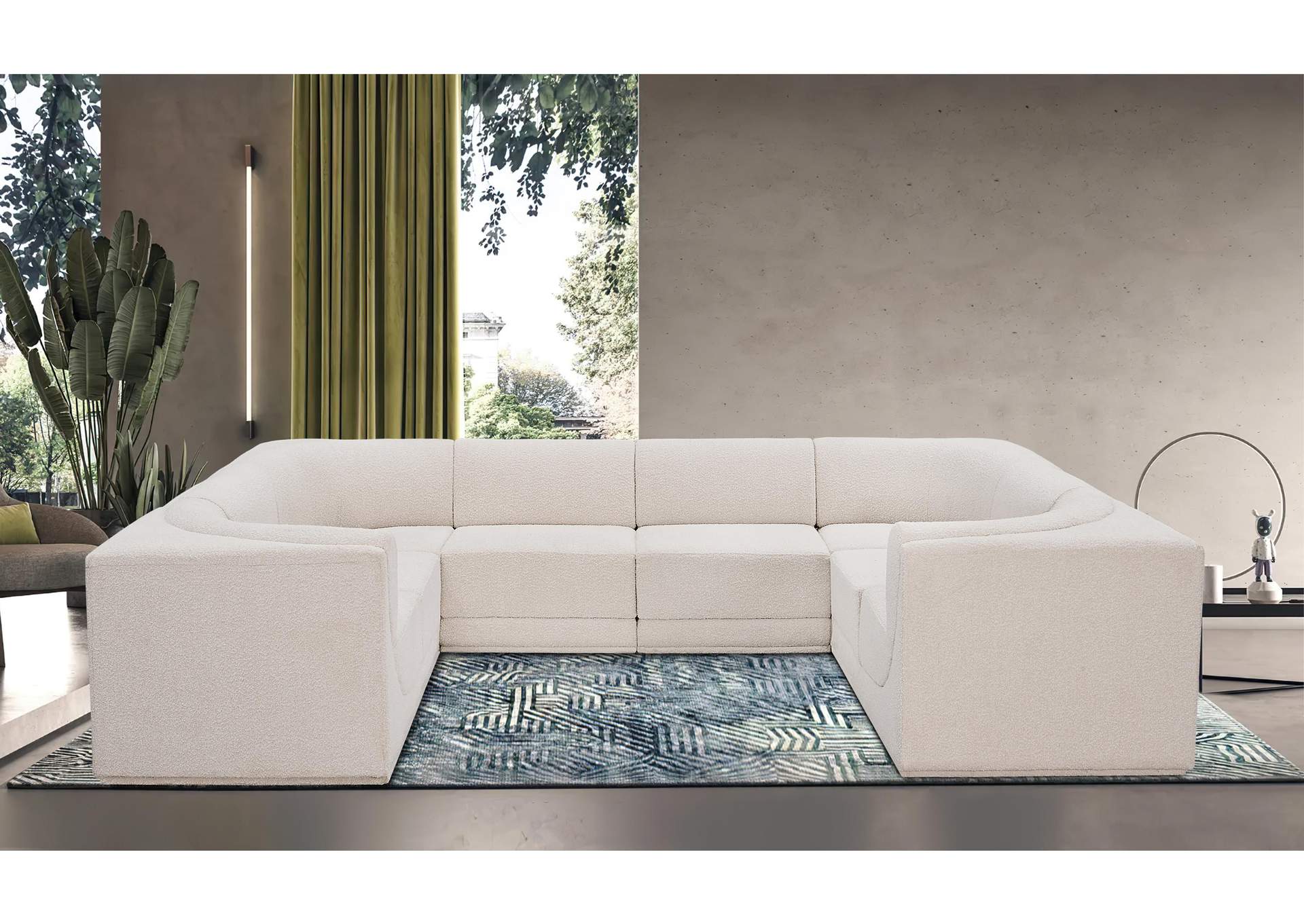 Ollie Cream Boucle Fabric Modular Sectional,Meridian Furniture