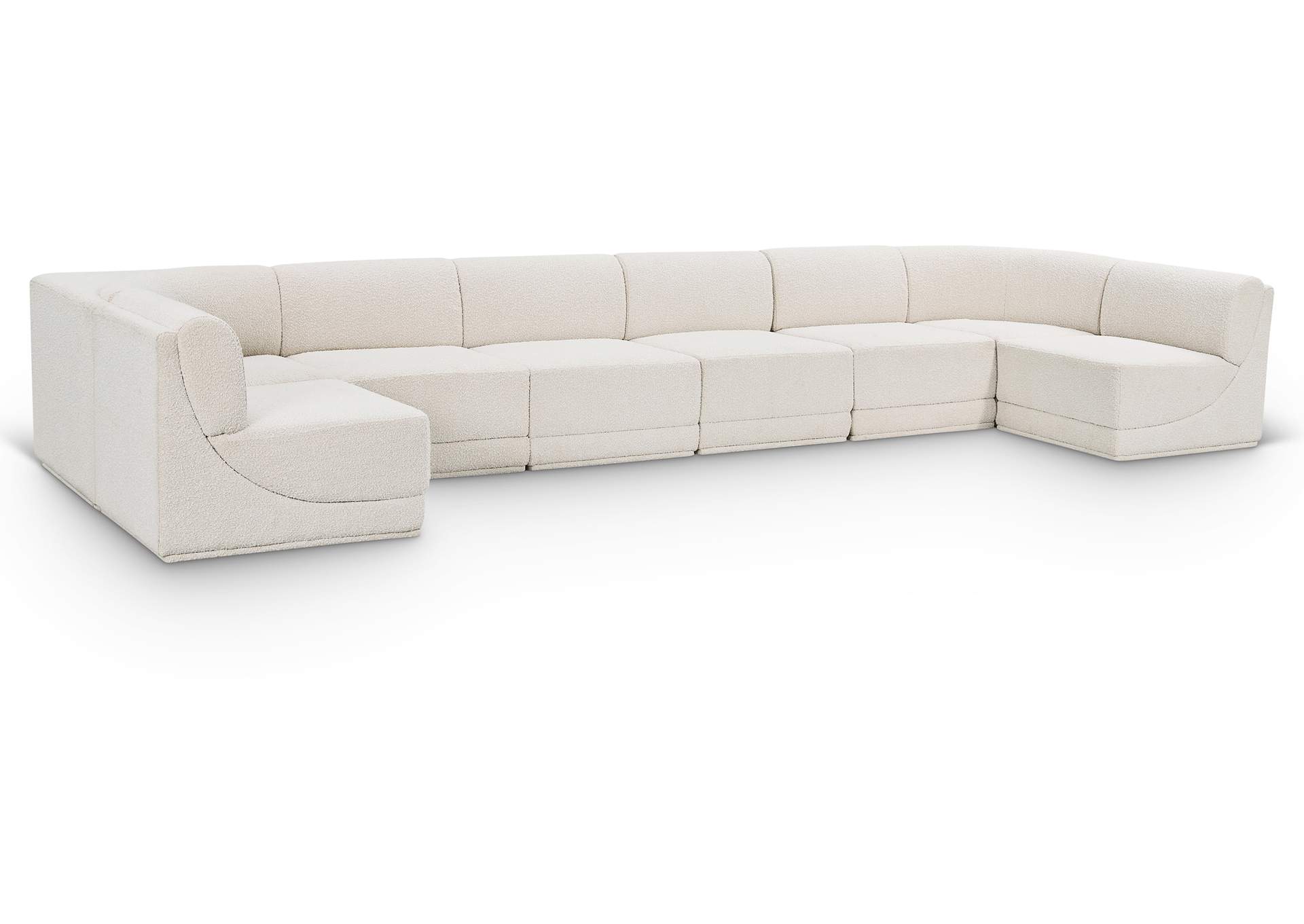 Ollie Cream Boucle Fabric Modular Sectional,Meridian Furniture