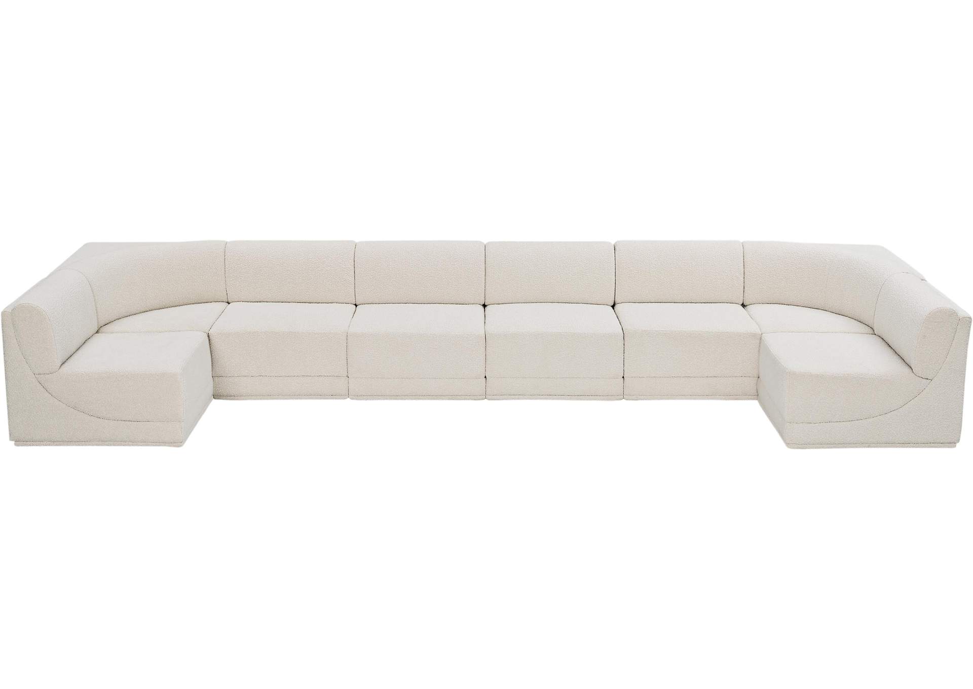 Ollie Cream Boucle Fabric Modular Sectional,Meridian Furniture