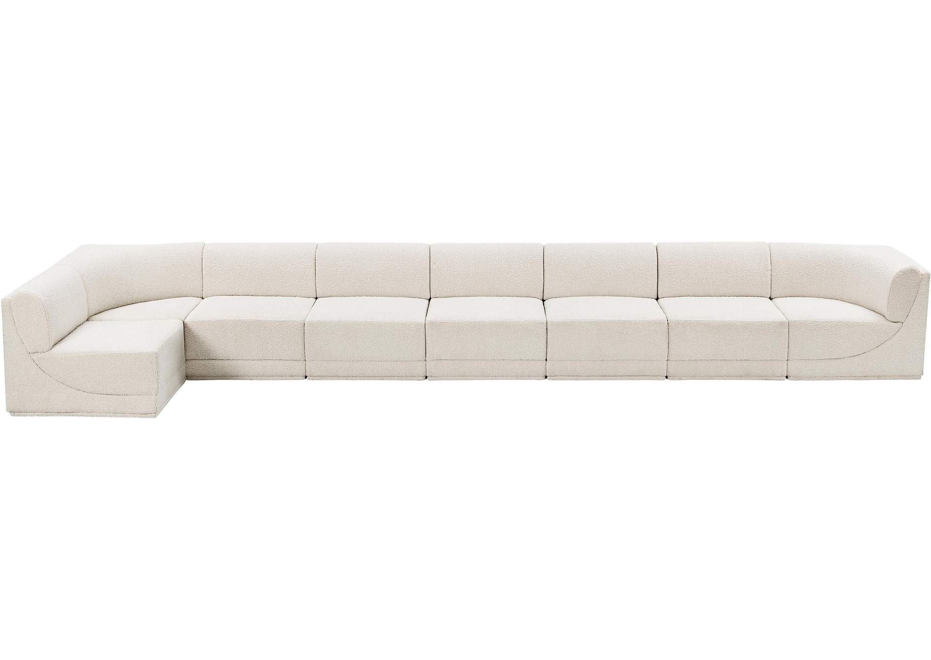 Ollie Cream Boucle Fabric Modular Sectional,Meridian Furniture