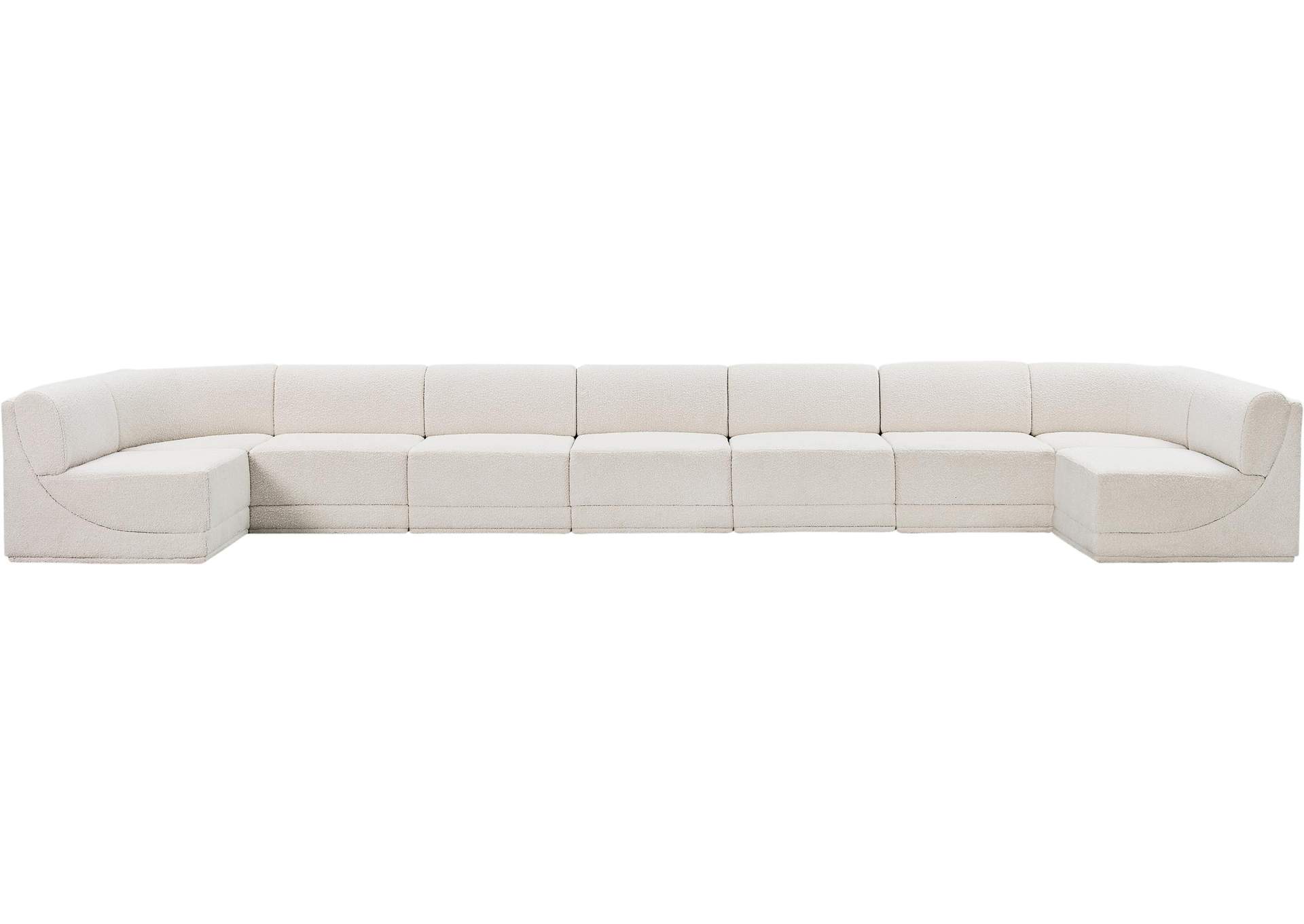 Ollie Cream Boucle Fabric Modular Sectional,Meridian Furniture