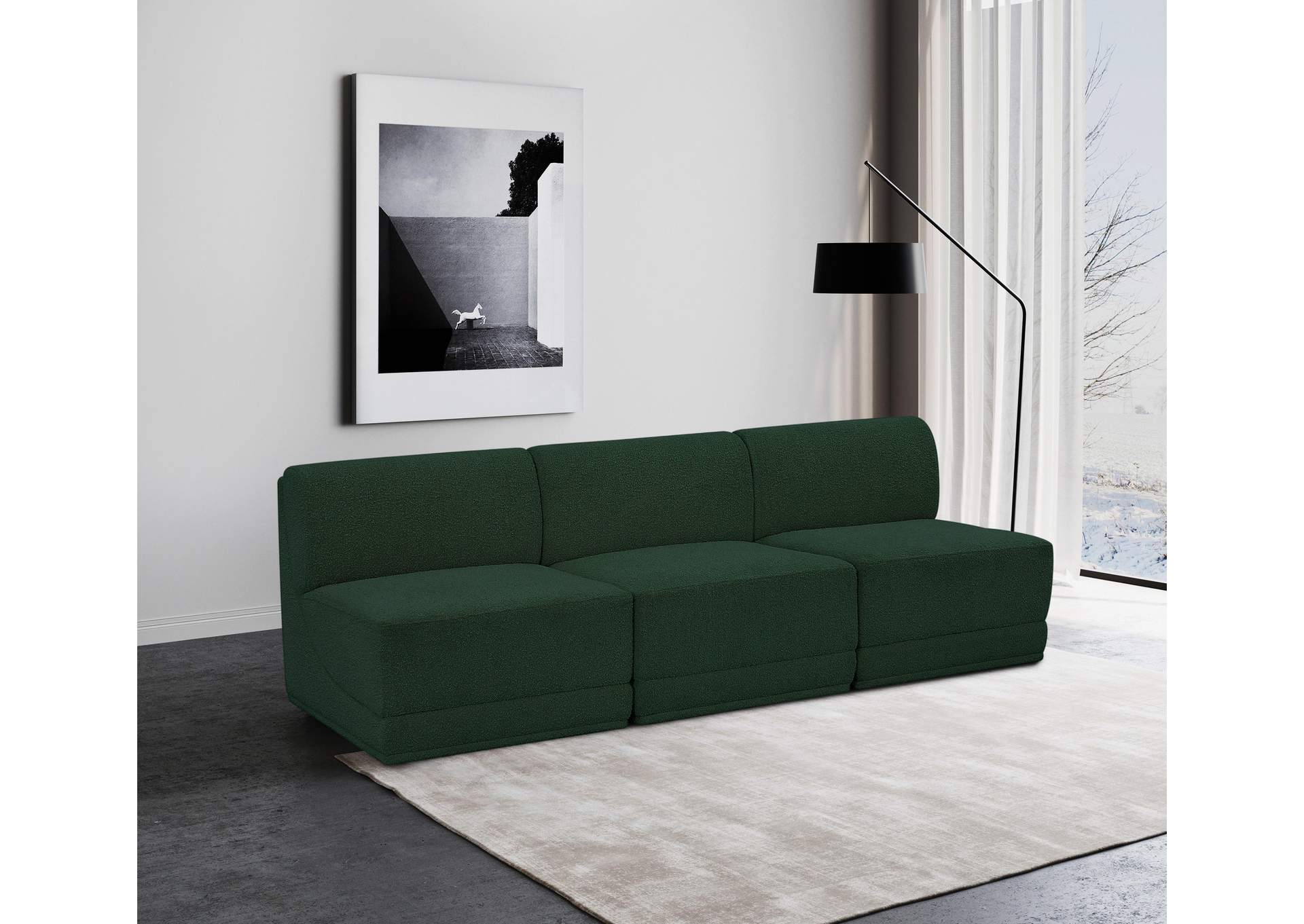 Ollie Green Boucle Fabric Modular Sofa,Meridian Furniture