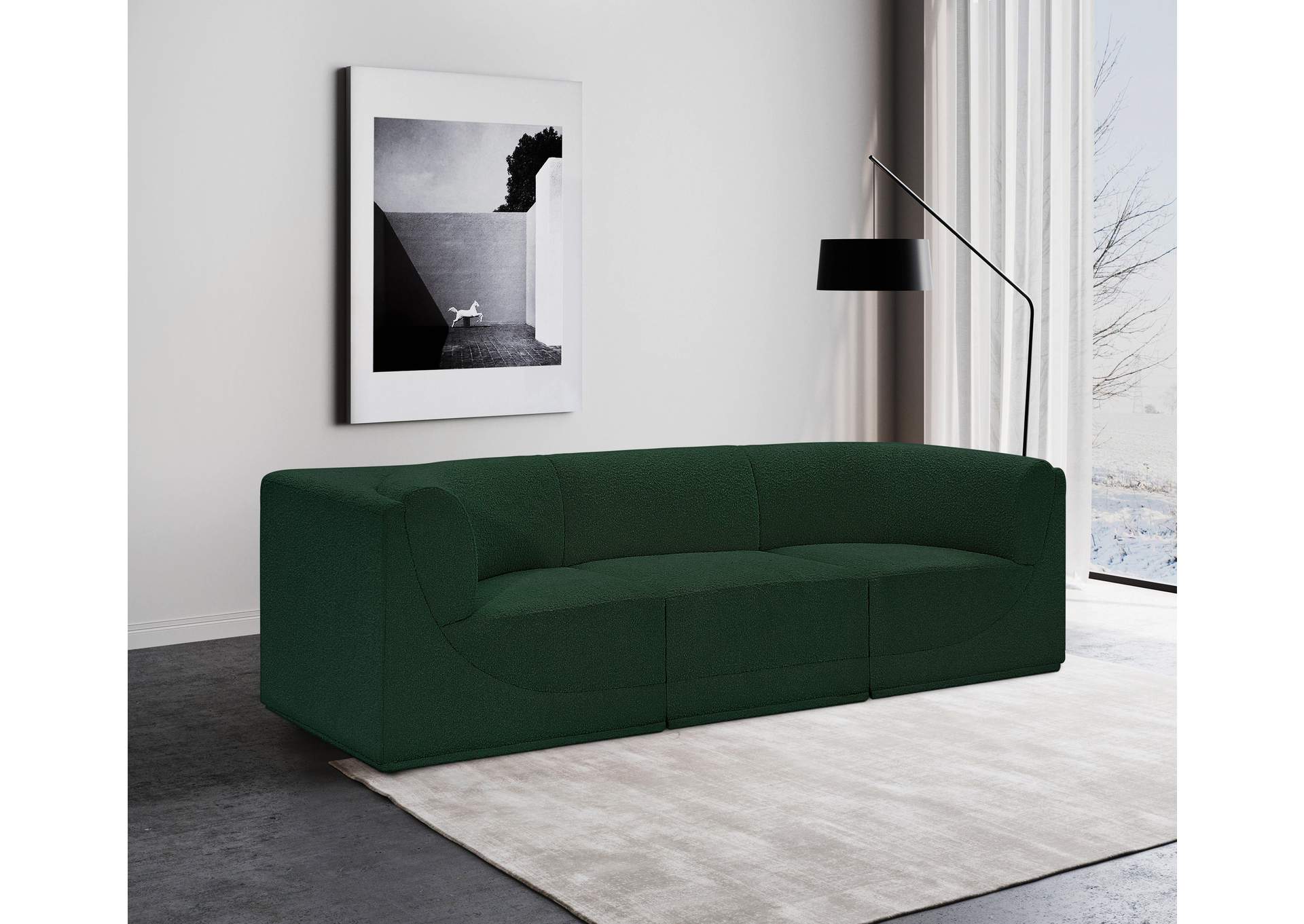 Ollie Green Boucle Fabric Modular Sofa,Meridian Furniture