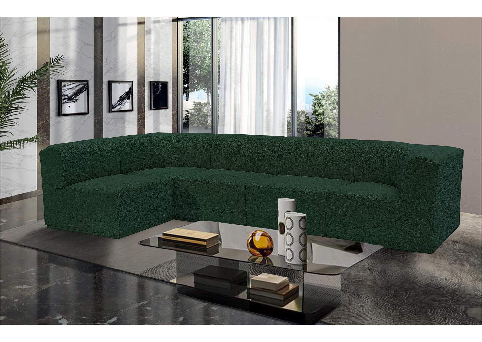 Ollie Green Boucle Fabric Modular Sectional,Meridian Furniture